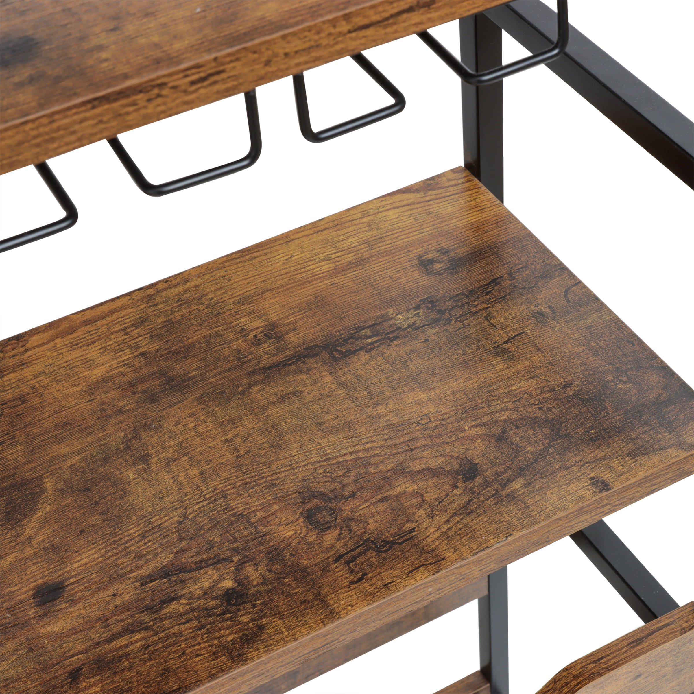 Meuble range-bouteilles industriel 18 emplacements et porte-verres (H100 cm) Hugo Marron 5