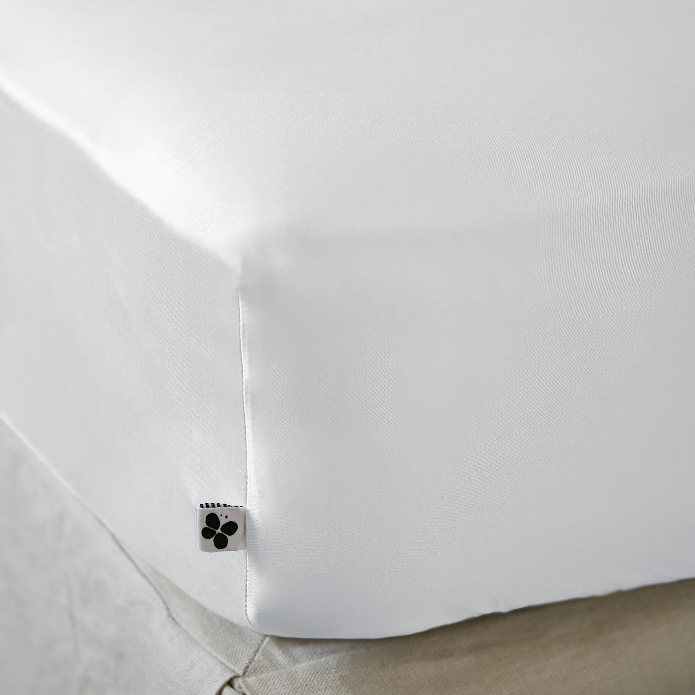 Drap housse satin de bambou (140 x 190 cm) Salomé Blanc chantilly 1