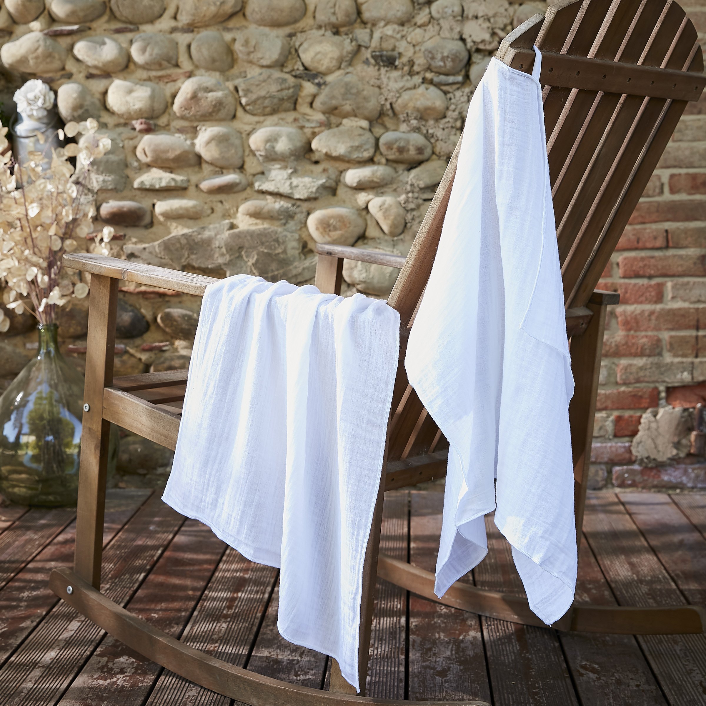 Lot de 2 essuie-mains gaze de coton (70 cm) Gaïa Blanc chantilly 1