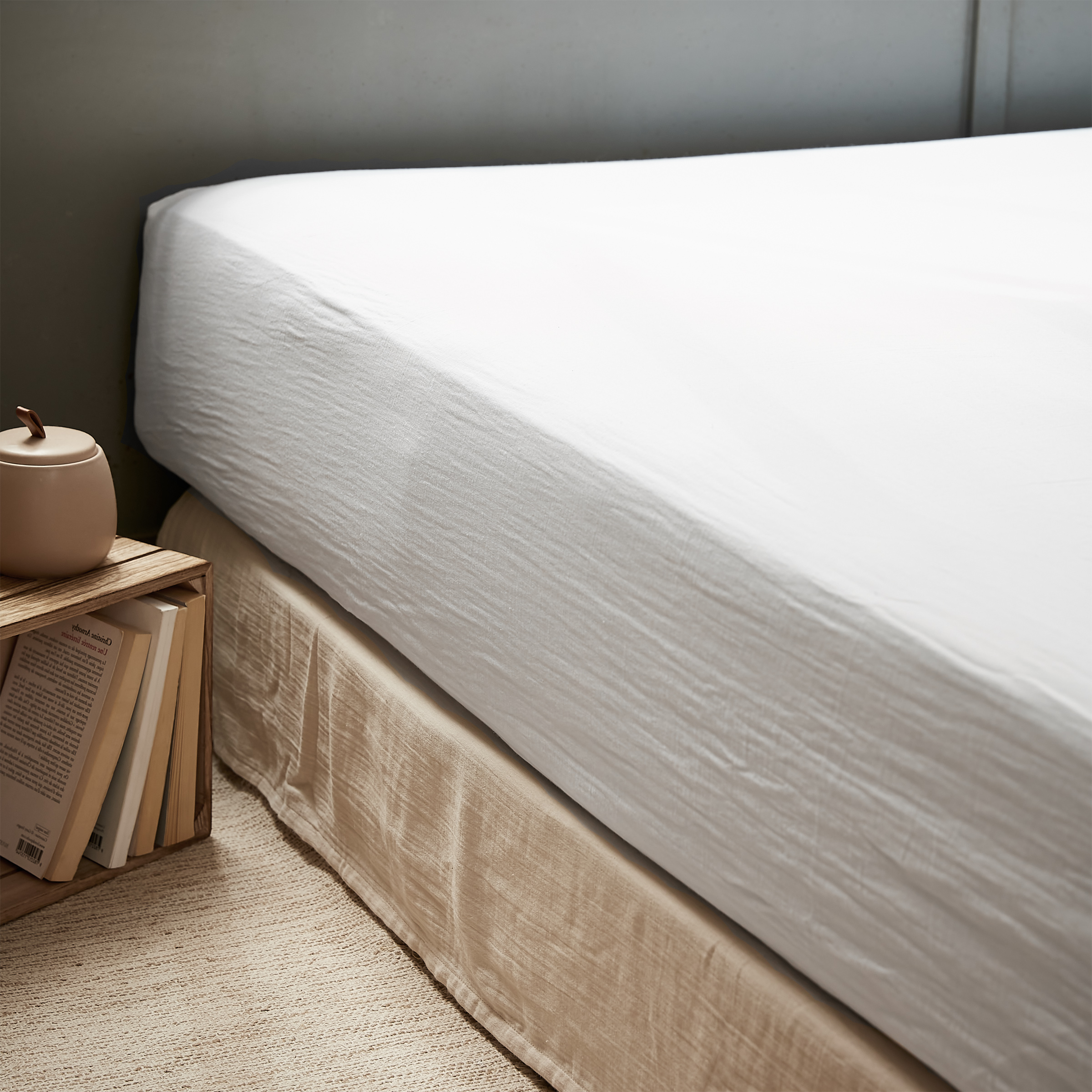 EM - Drap housse 200 x 200 cm Gaze de coton unie GAìA Chantilly