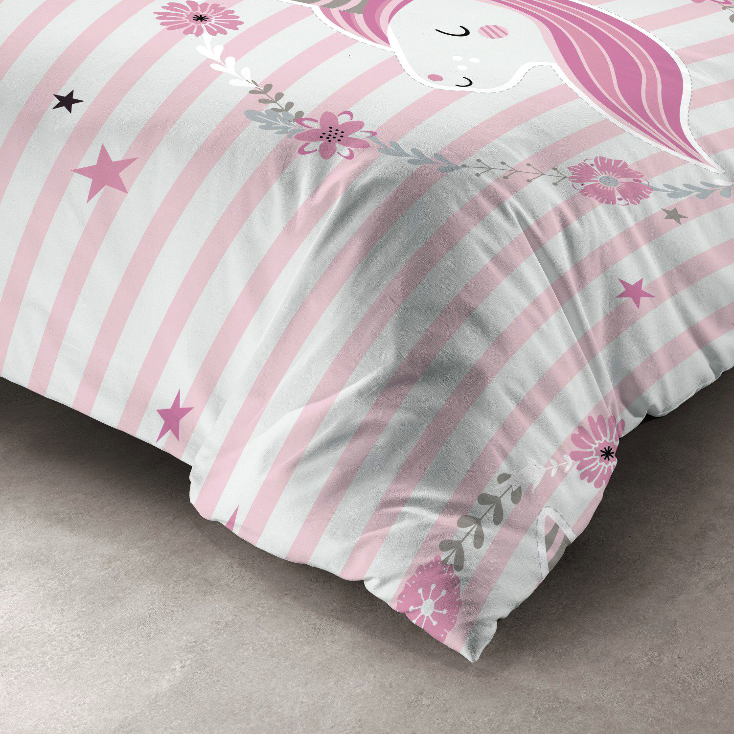 Housse de couette et une taie coton (140 cm) Rina Rose 2