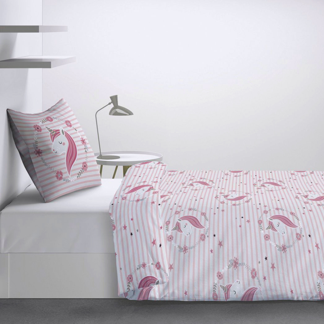 Housse de couette et une taie coton (140 cm) Rina Rose 3