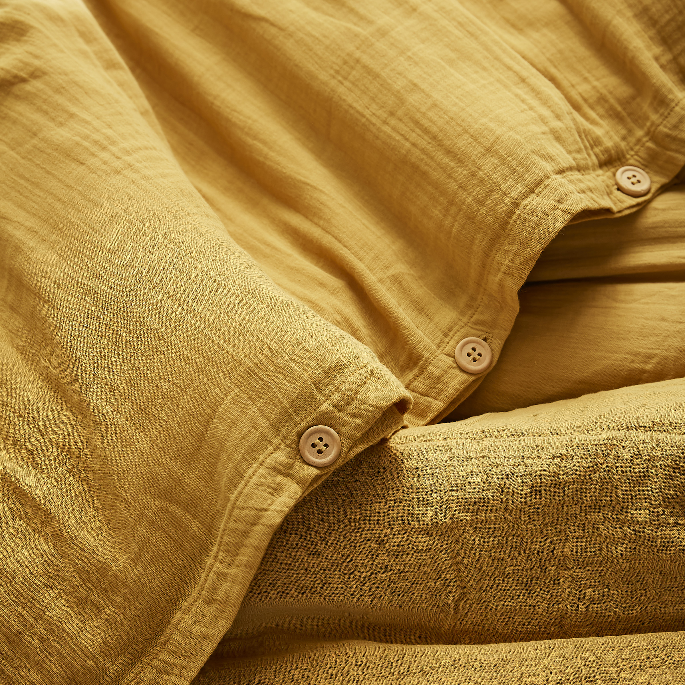 Housse de couette gaze de coton (200 cm) Gaïa Jaune safran 2