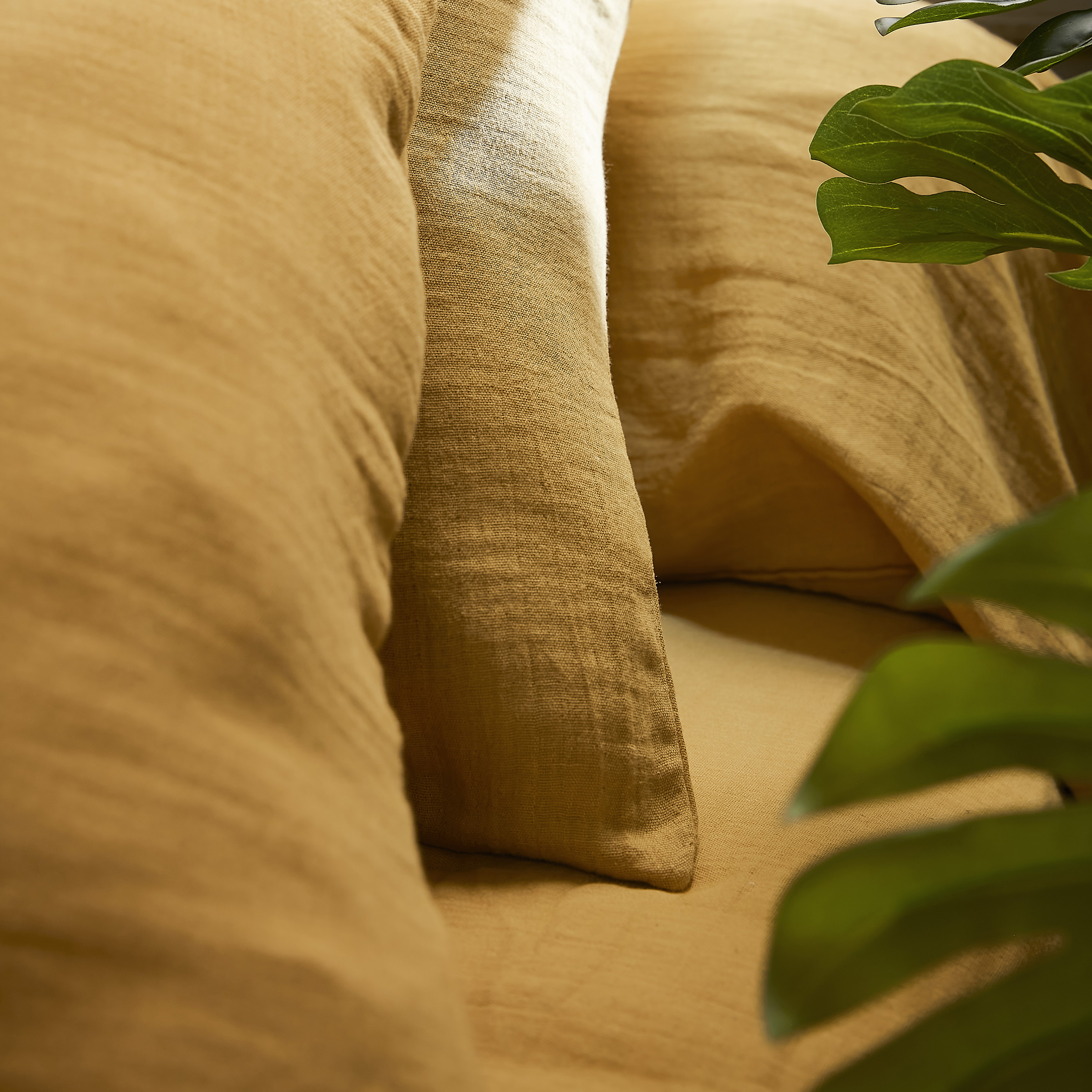 Housse de couette gaze de coton (200 cm) Gaïa Jaune safran 4