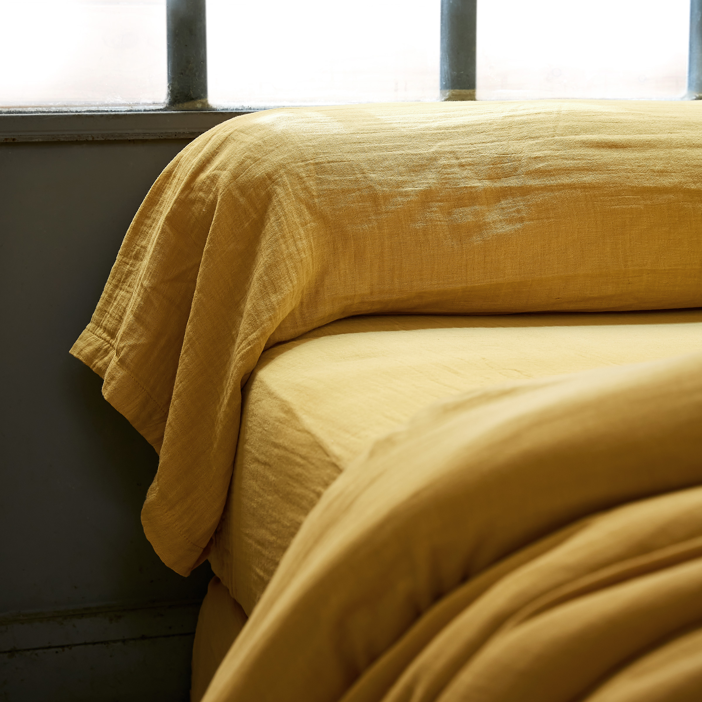 Taie de traversin gaze de coton (L185 cm) Gaïa Jaune safran 1