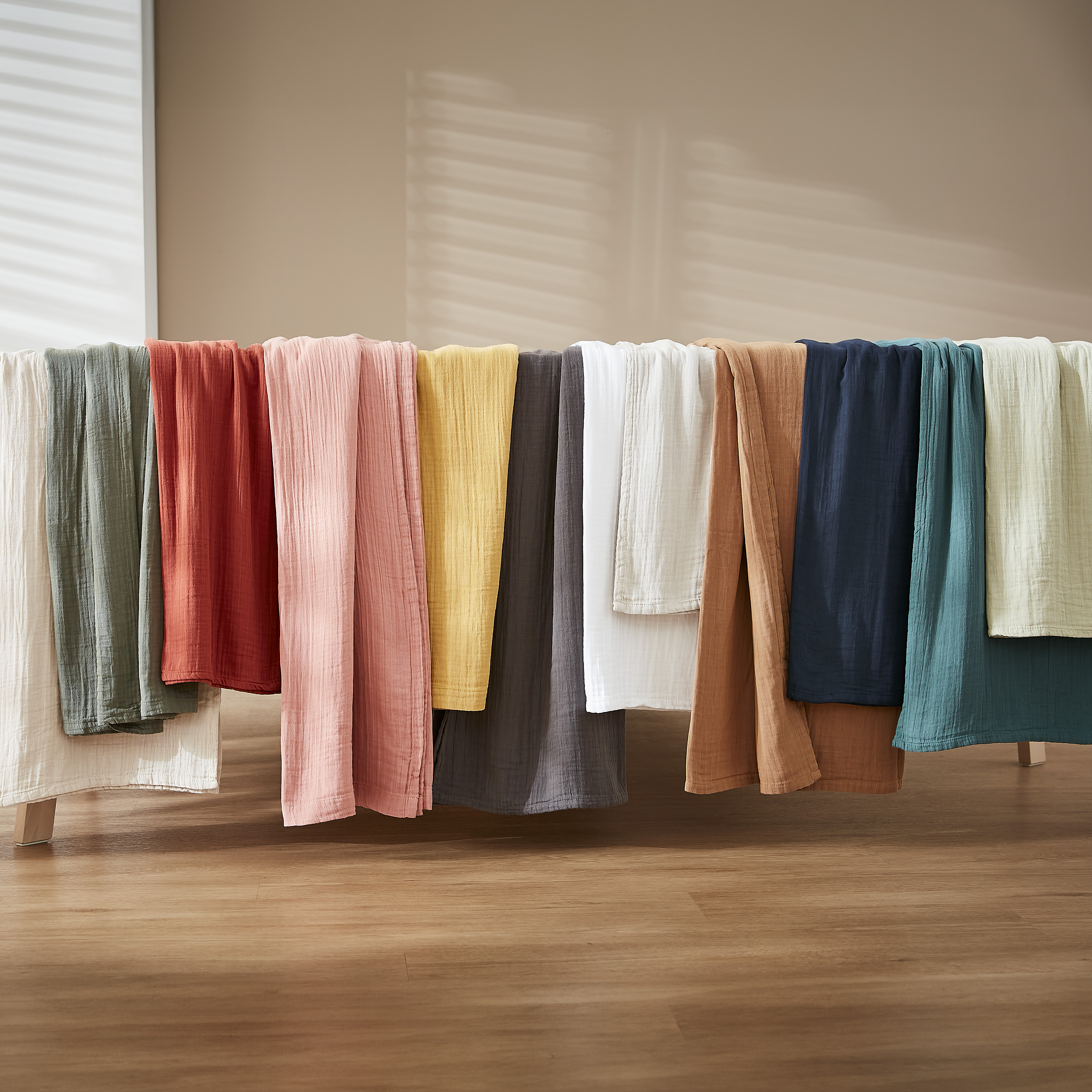 Nappe rectangulaire gaze de coton (L350 cm) Gaïa Camel