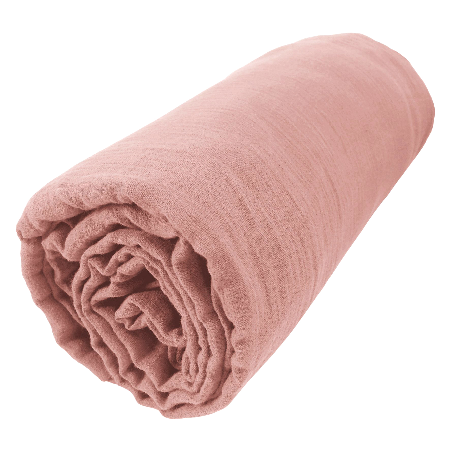 Drap housse gaze de coton (200 cm) Gaïa Rose pêche