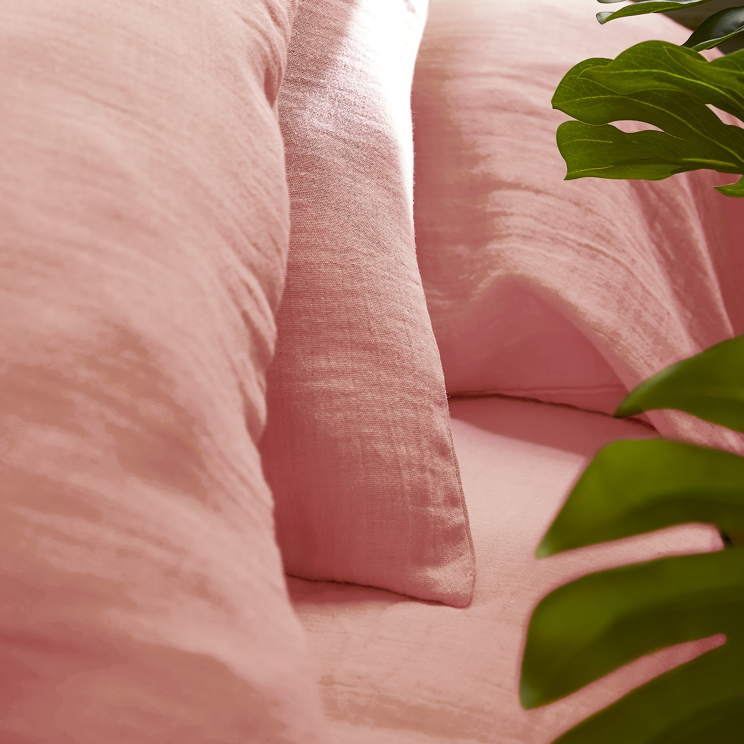 Drap housse gaze de coton (200 cm) Gaïa Rose pêche