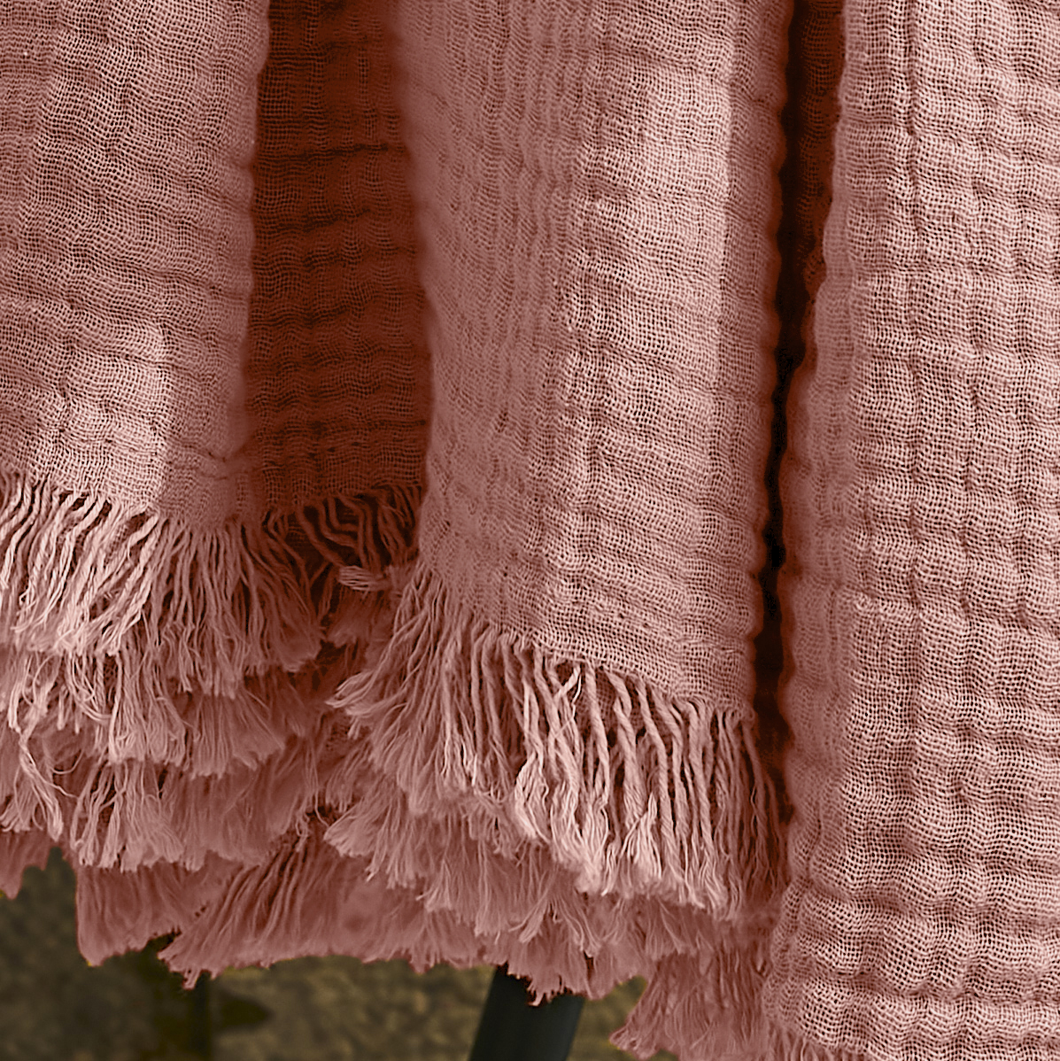 Plaid gaze de coton (160 cm) Gaïa Rose pêche 2