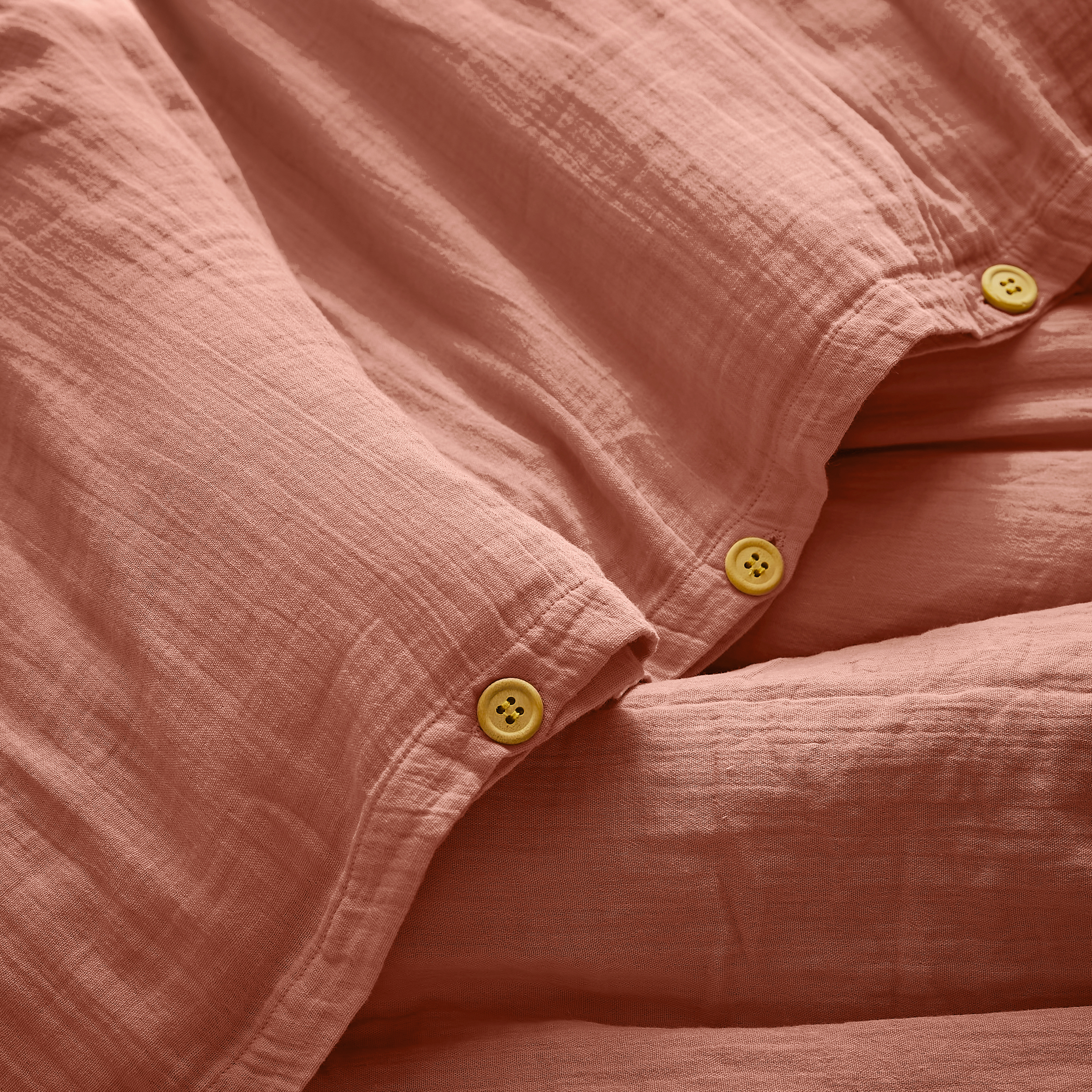 Housse de couette gaze de coton (140 cm) Gaïa Rose pêche 2