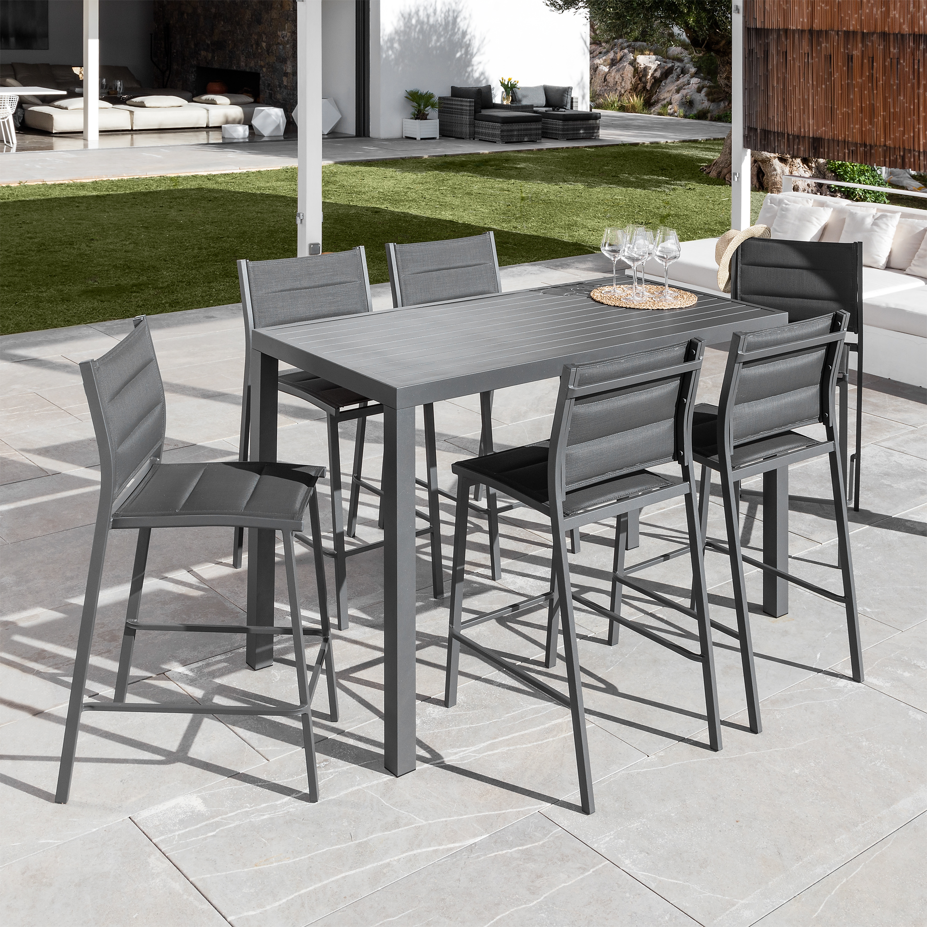 Tabouret de jardin Alu empilable Murano - Gris anthracite