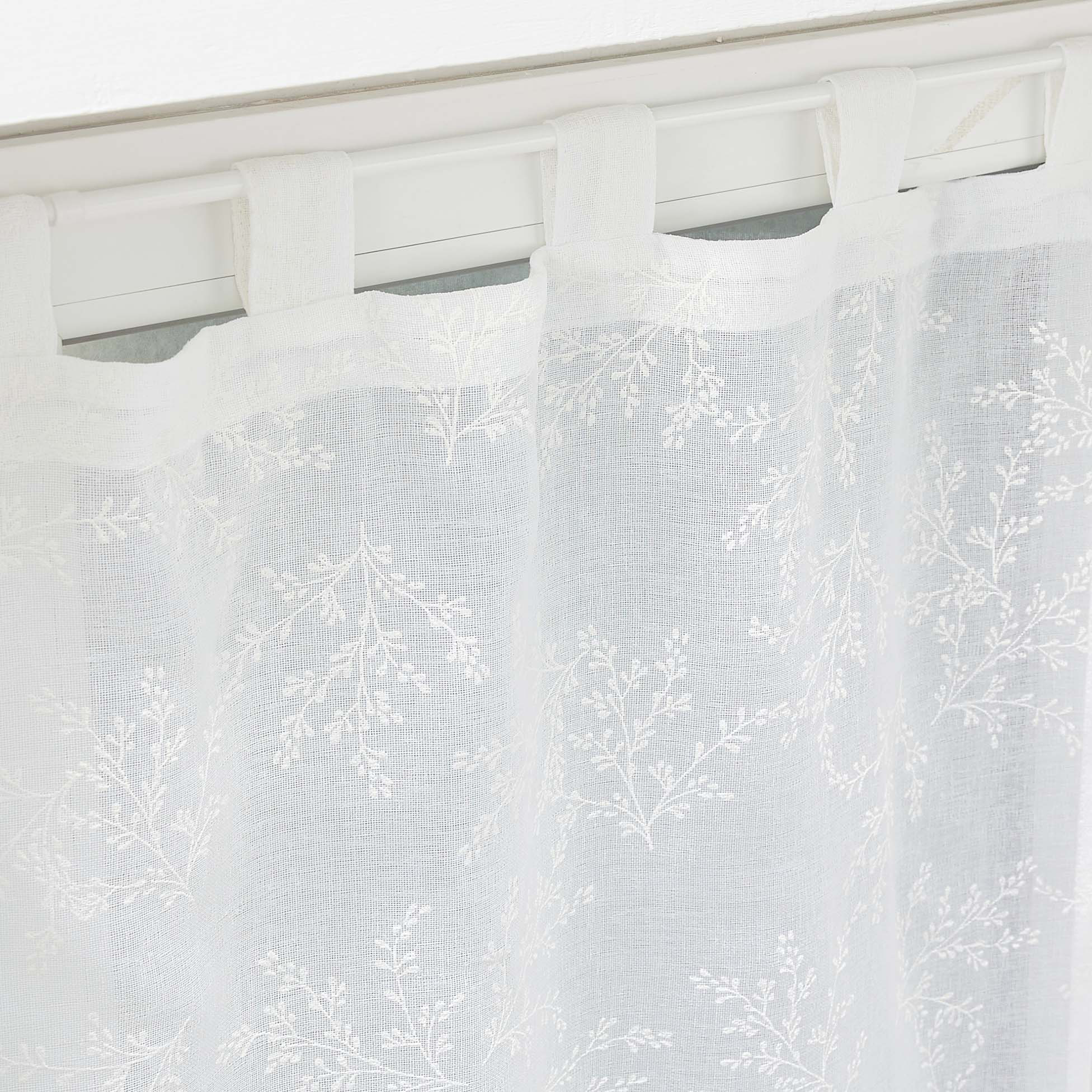 PAIRE DROITE PASSANTS 2 x 60 x 90 CM VOILE TISSE APPLIQUE KARLA BLANC