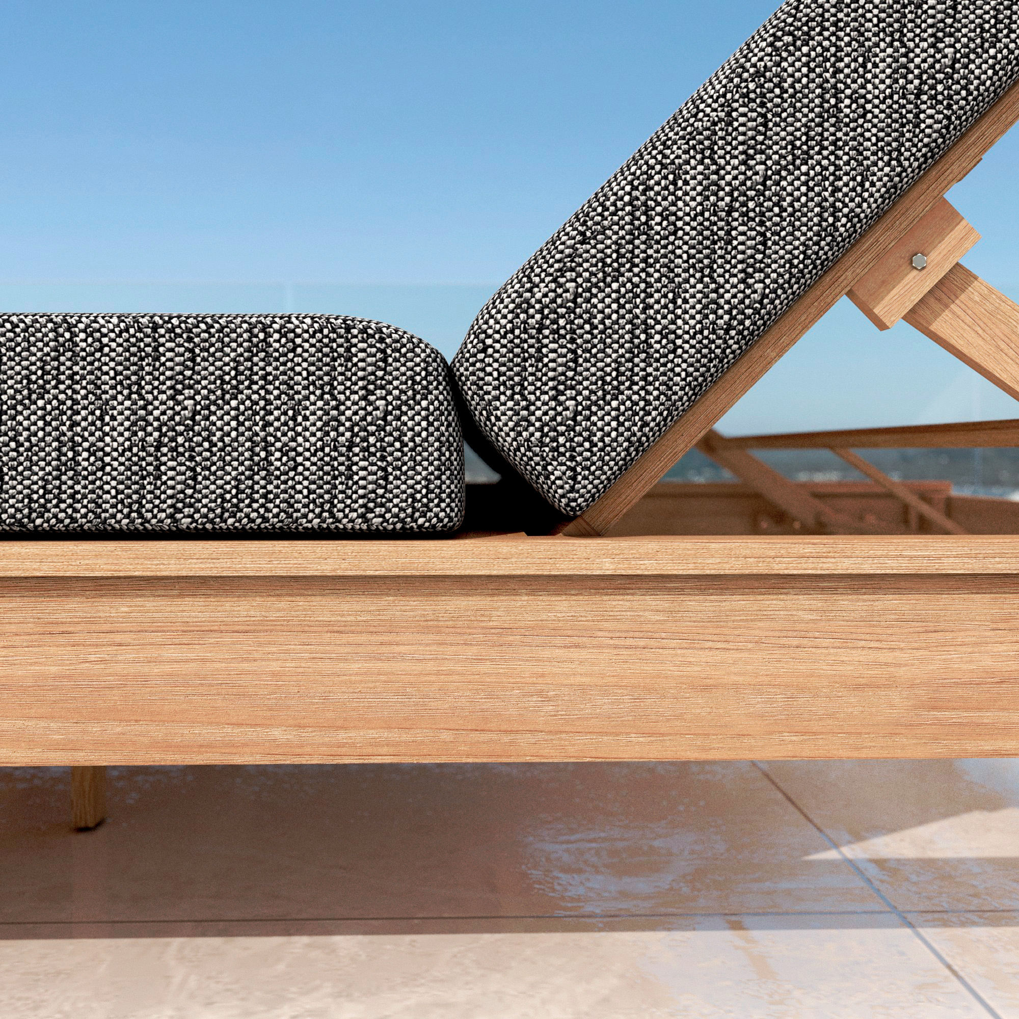 Transat double bois d'acacia Bornéo - Gris anthracite