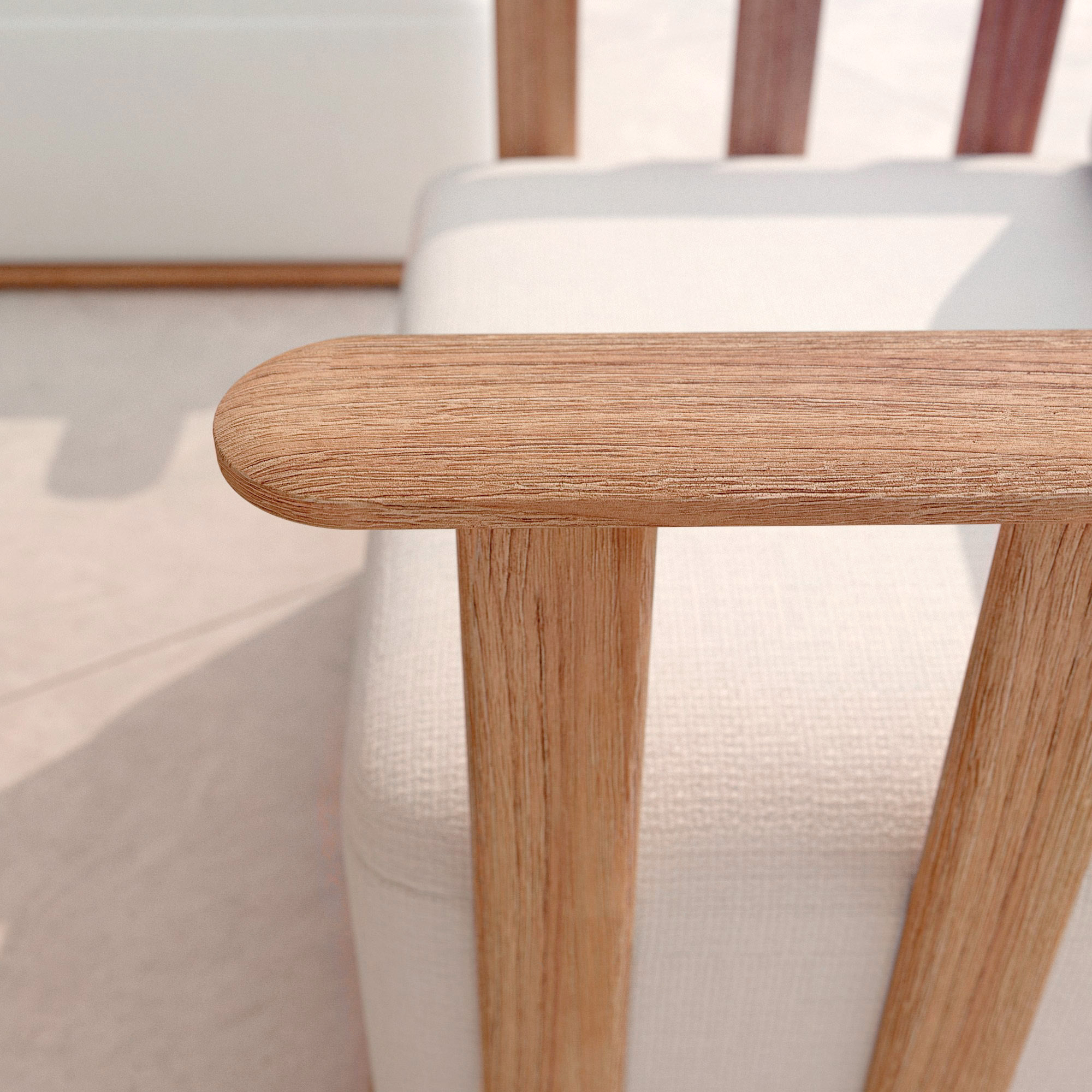 Salon de jardin d'angle bois teck 6 places Java - Ecru