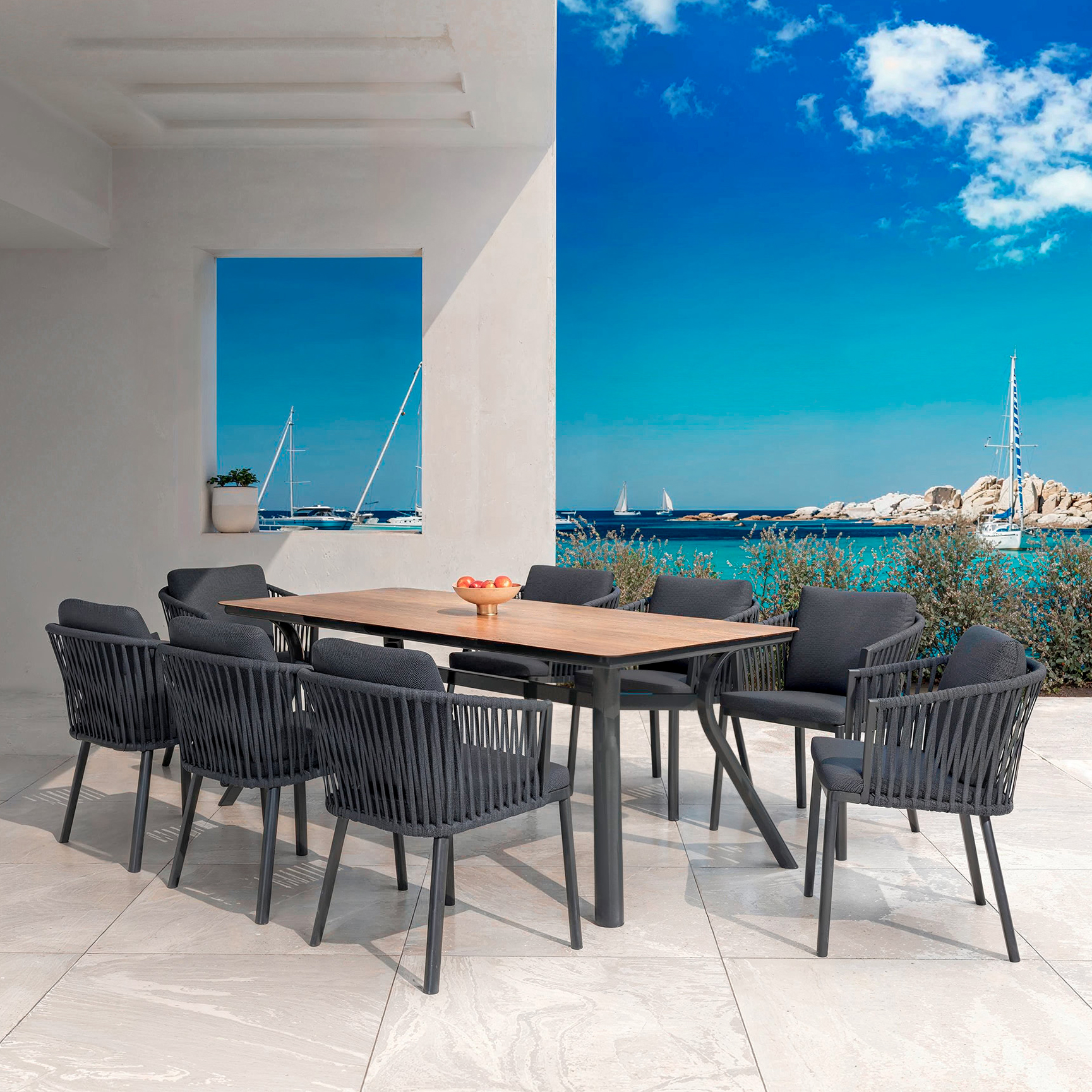 Table de jardin aluminium 8 places (200 x 90 cm) Amalfi - Gris anthracite