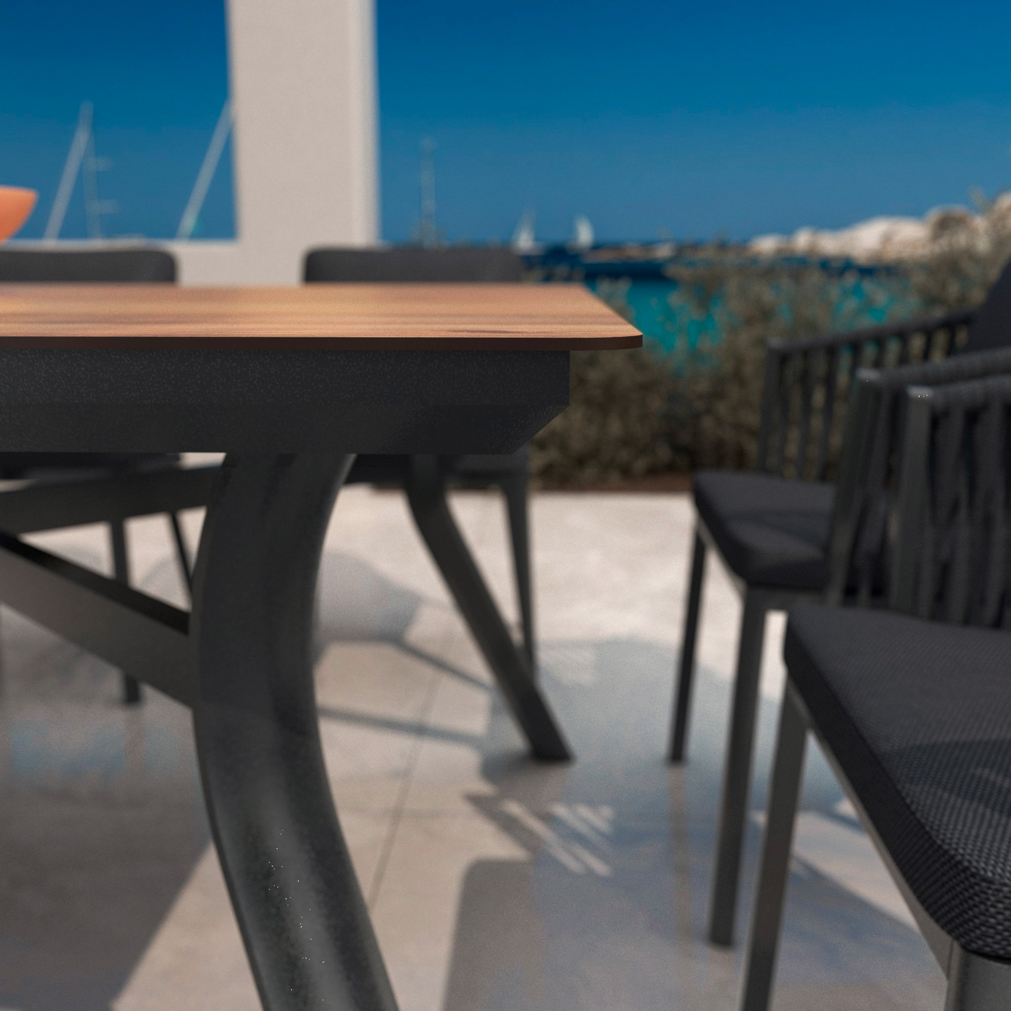 Table de jardin aluminium 8 places (200 x 90 cm) Amalfi - Gris anthracite