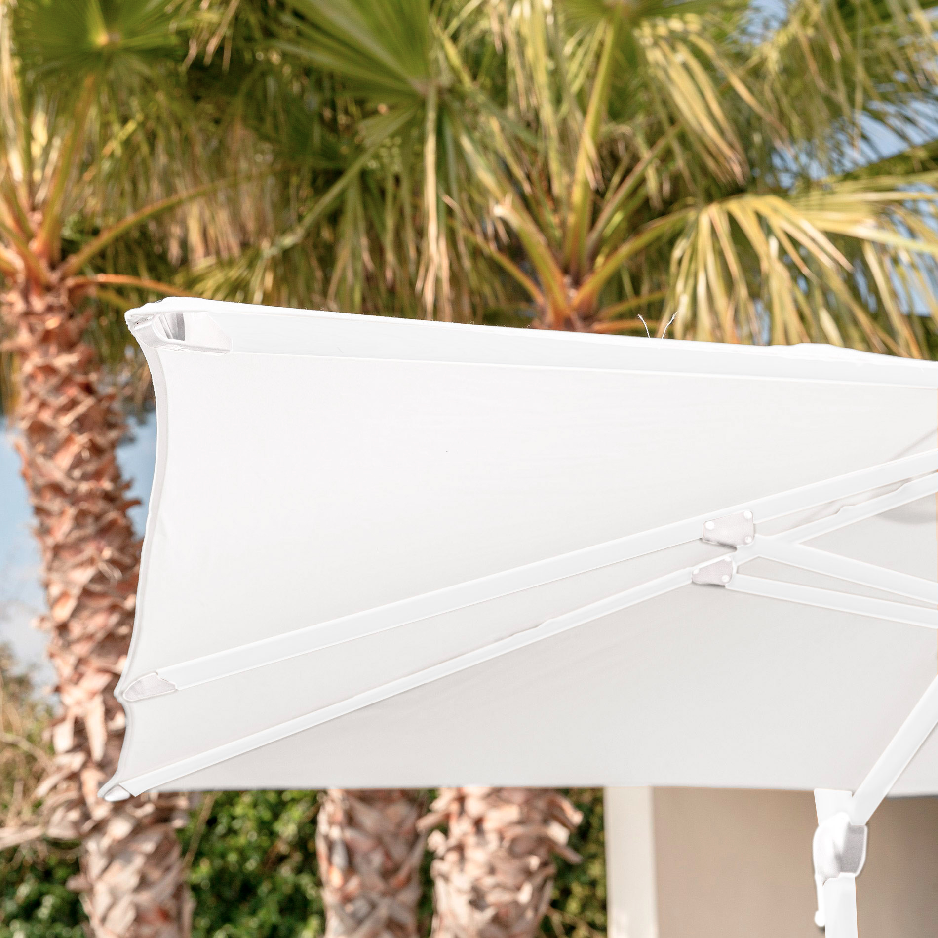 Parasol déporté rectangulaire (L4 x 3m) Yucatan - Aluminium et Blanc