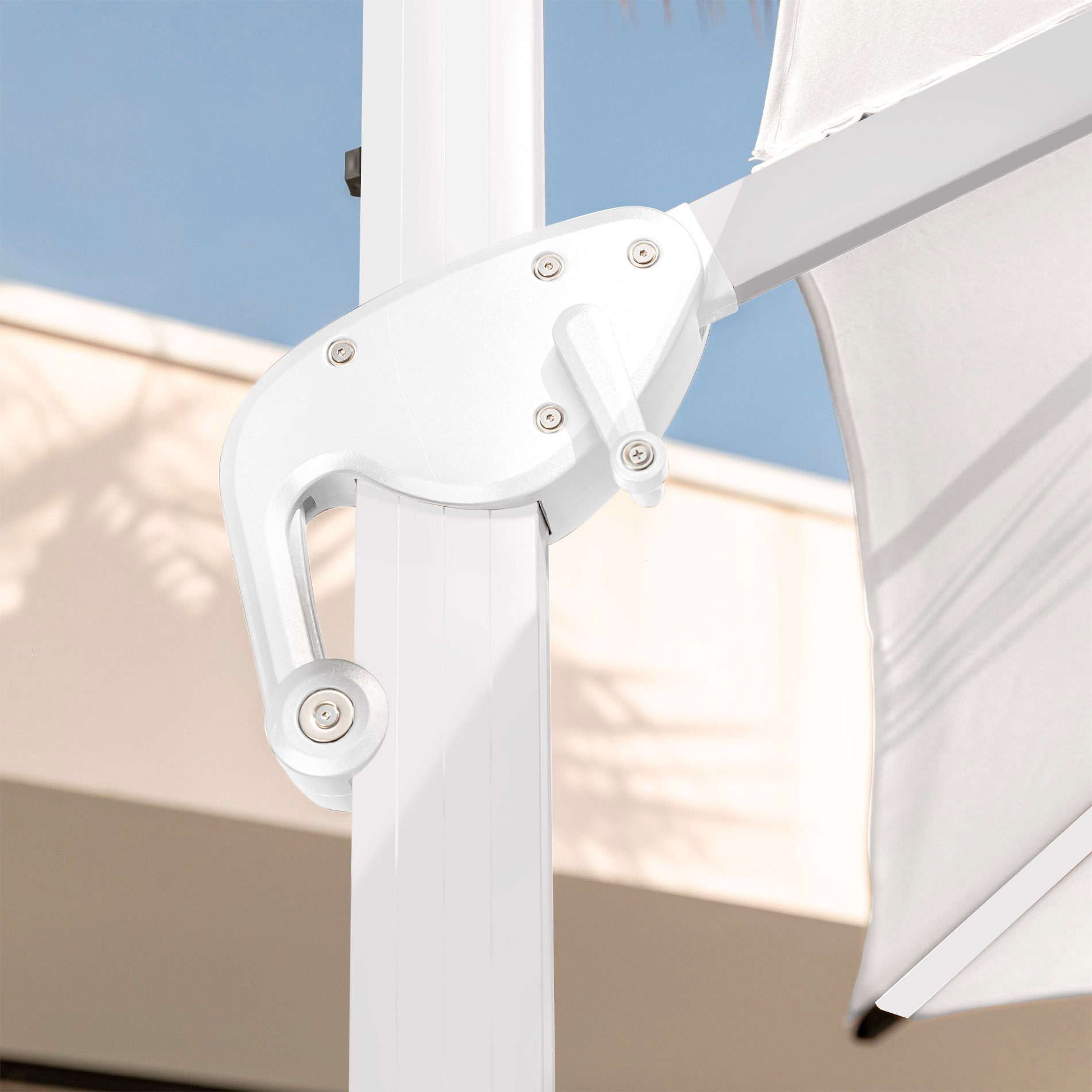 Parasol déporté rectangulaire (L4 x 3m) Yucatan - Aluminium et Blanc