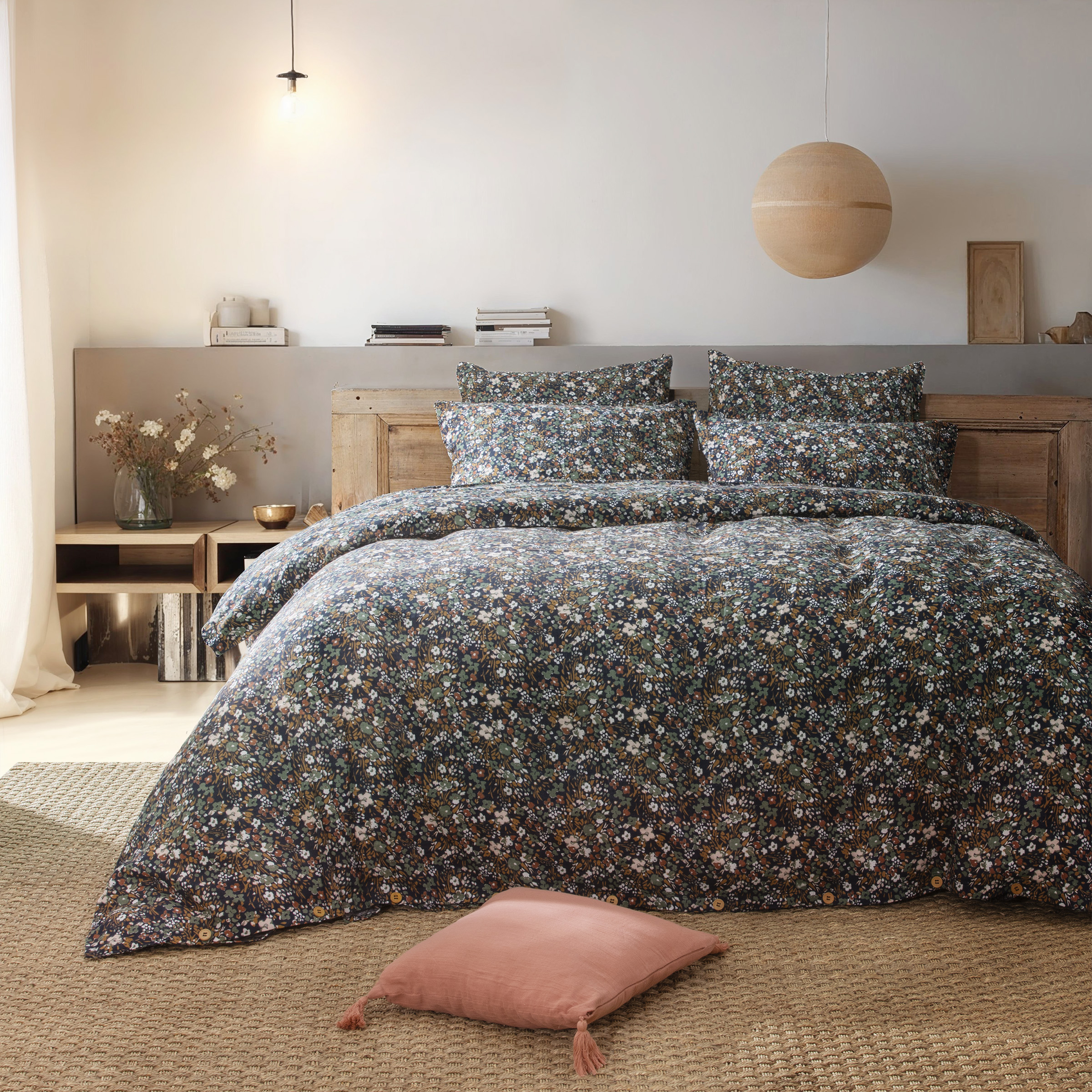 Taie d'oreiller rectangulaire gaze de coton (70 cm) Constance Bleu nuit