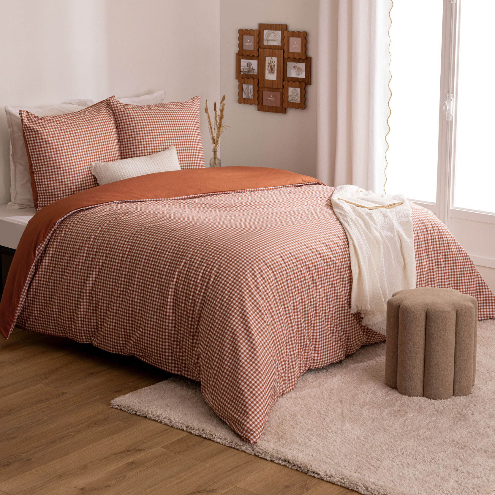 Housse de couette et deux taies coton (240 x 220 cm) The Floral Terracotta