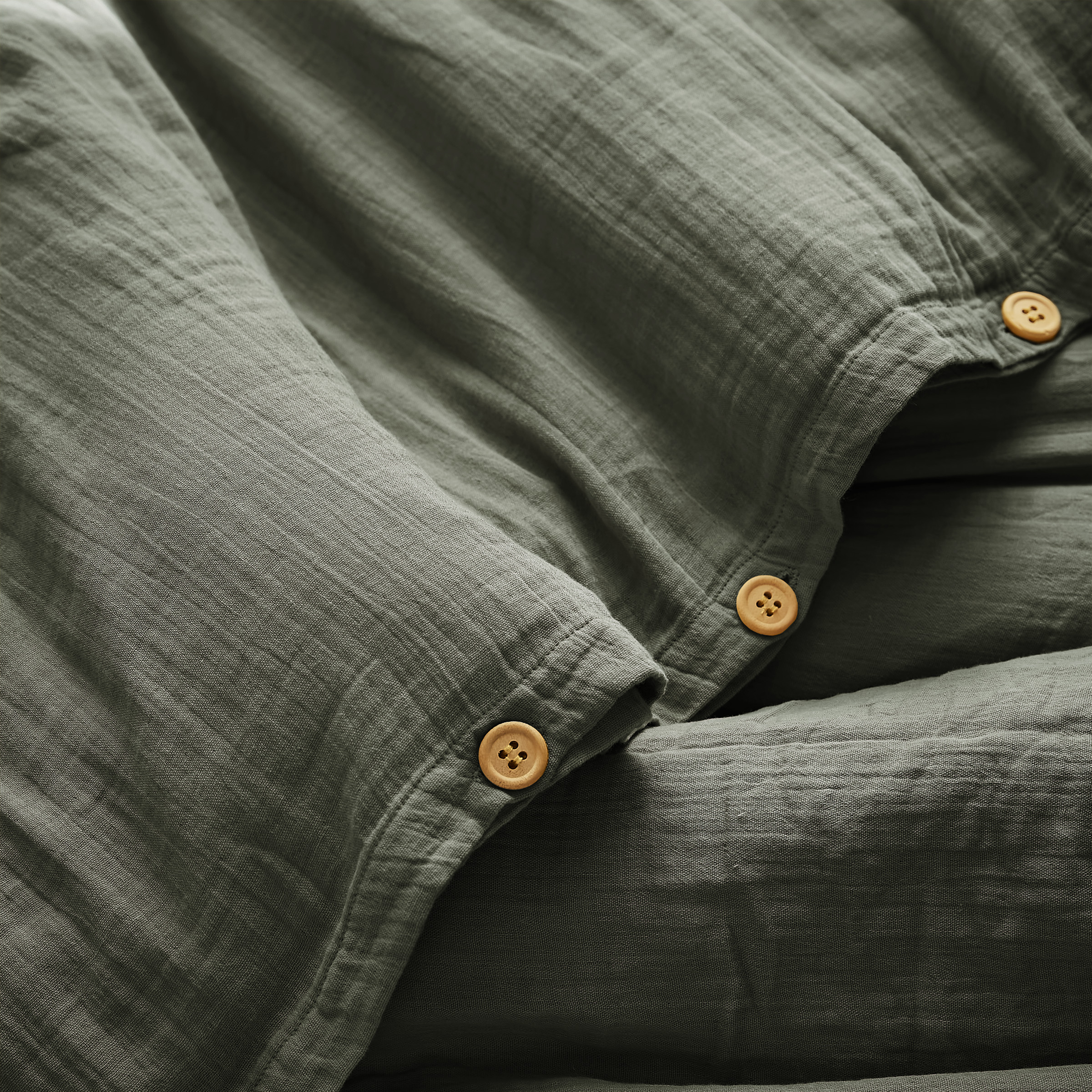 Housse de couette gaze de coton (260 cm) Gaïa Vert romarin 2