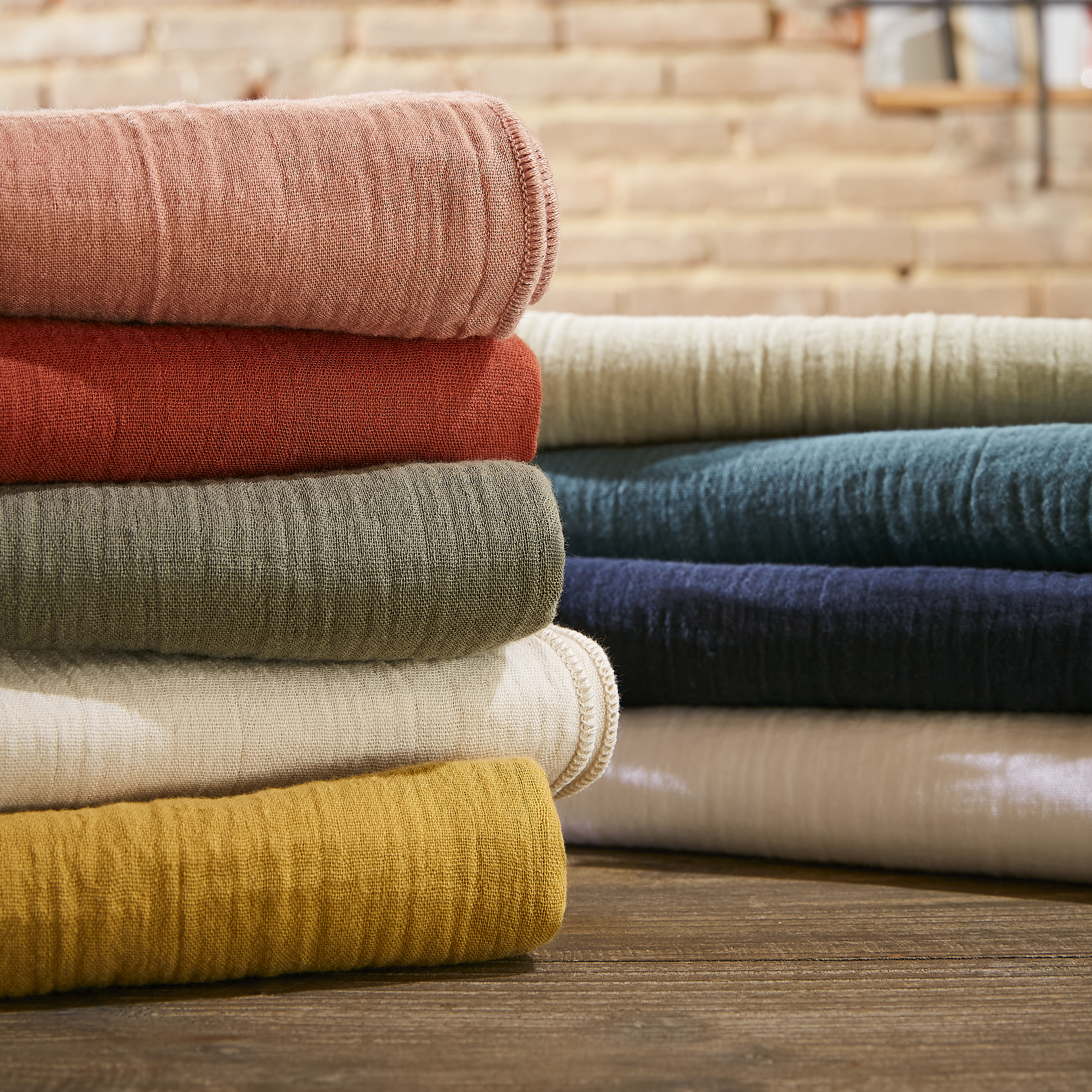 Drap housse gaze de coton (180 cm) Gaïa Vert romarin