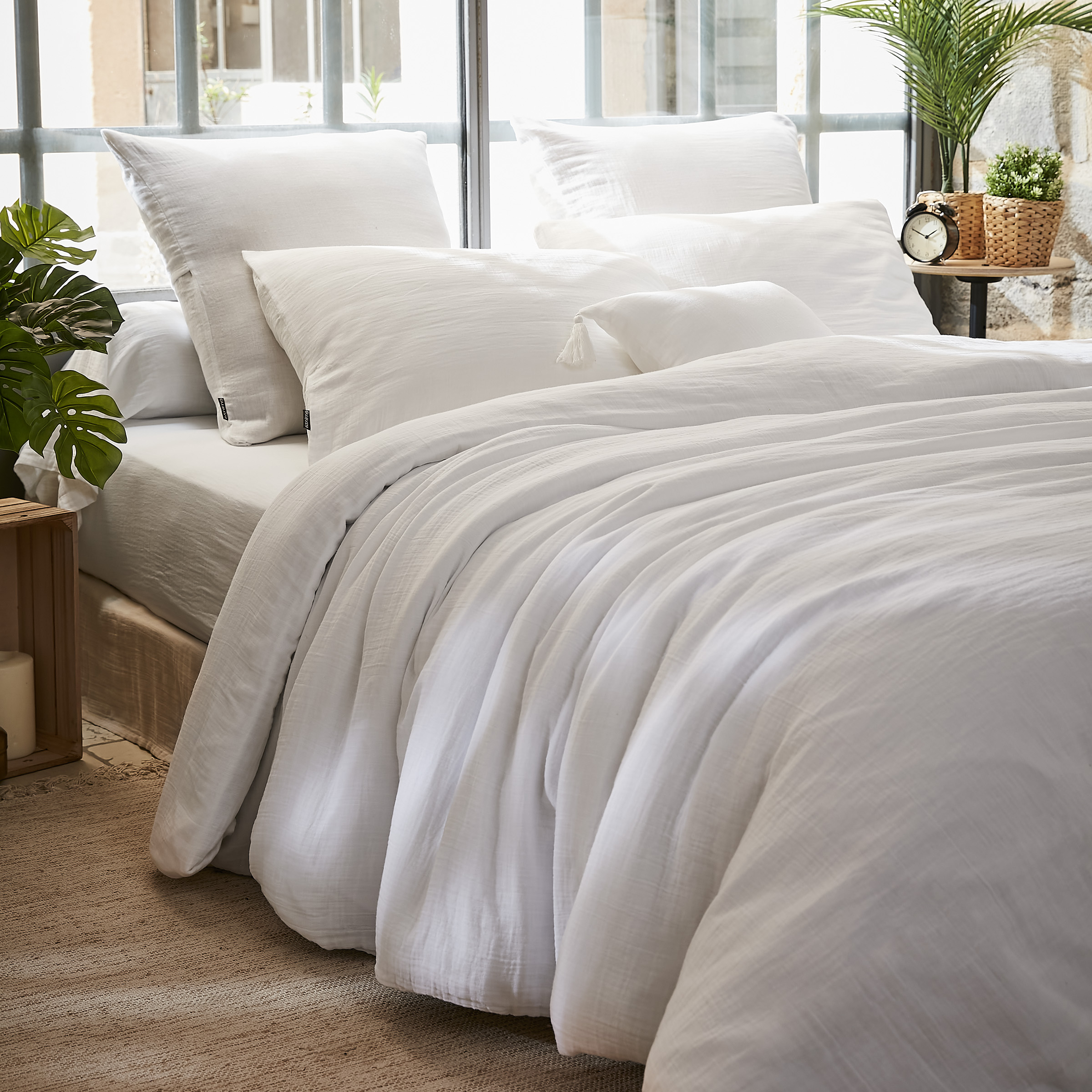 Housse de couette gaze de coton (200 cm) Gaïa Blanc chantilly 1