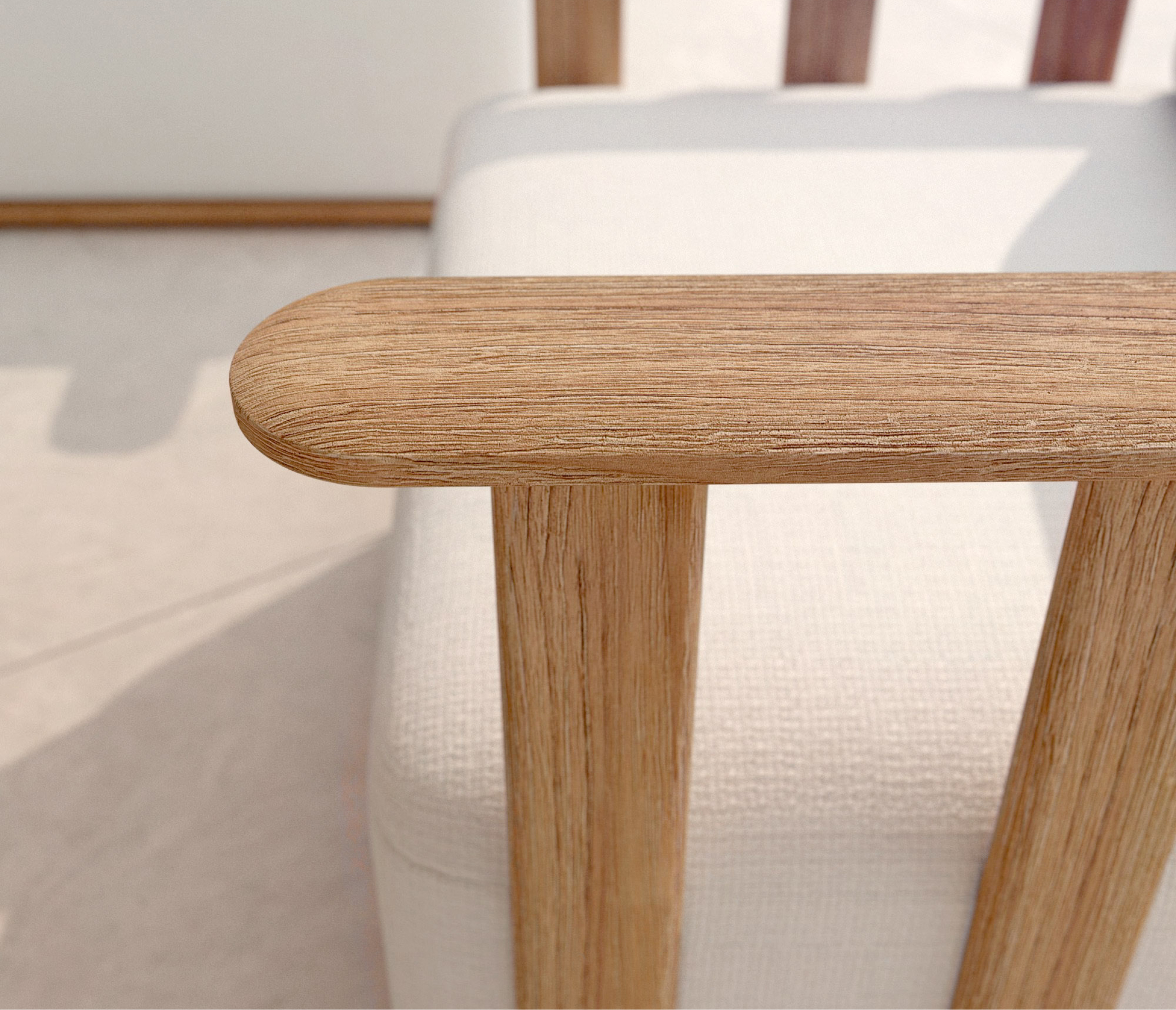Salon de jardin d'angle bois teck 6 places Java - Ecru
