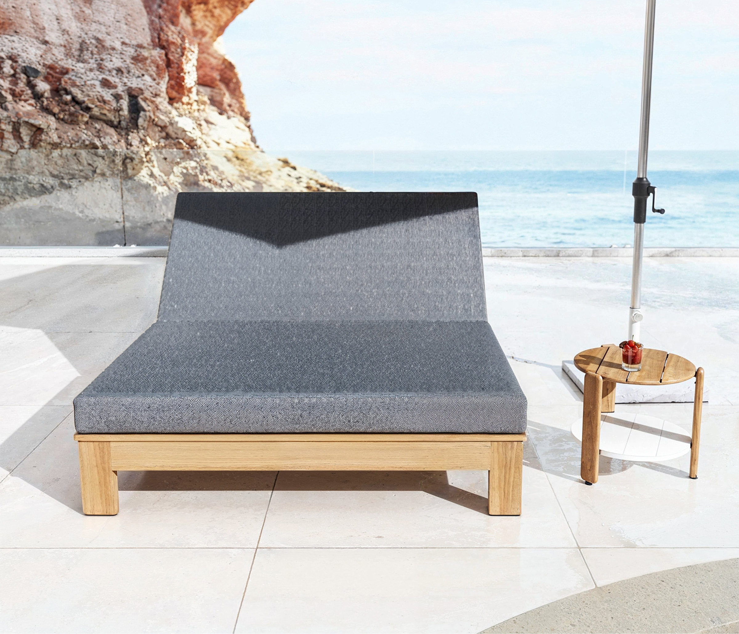 Transat double bois d'acacia Bornéo - Gris anthracite