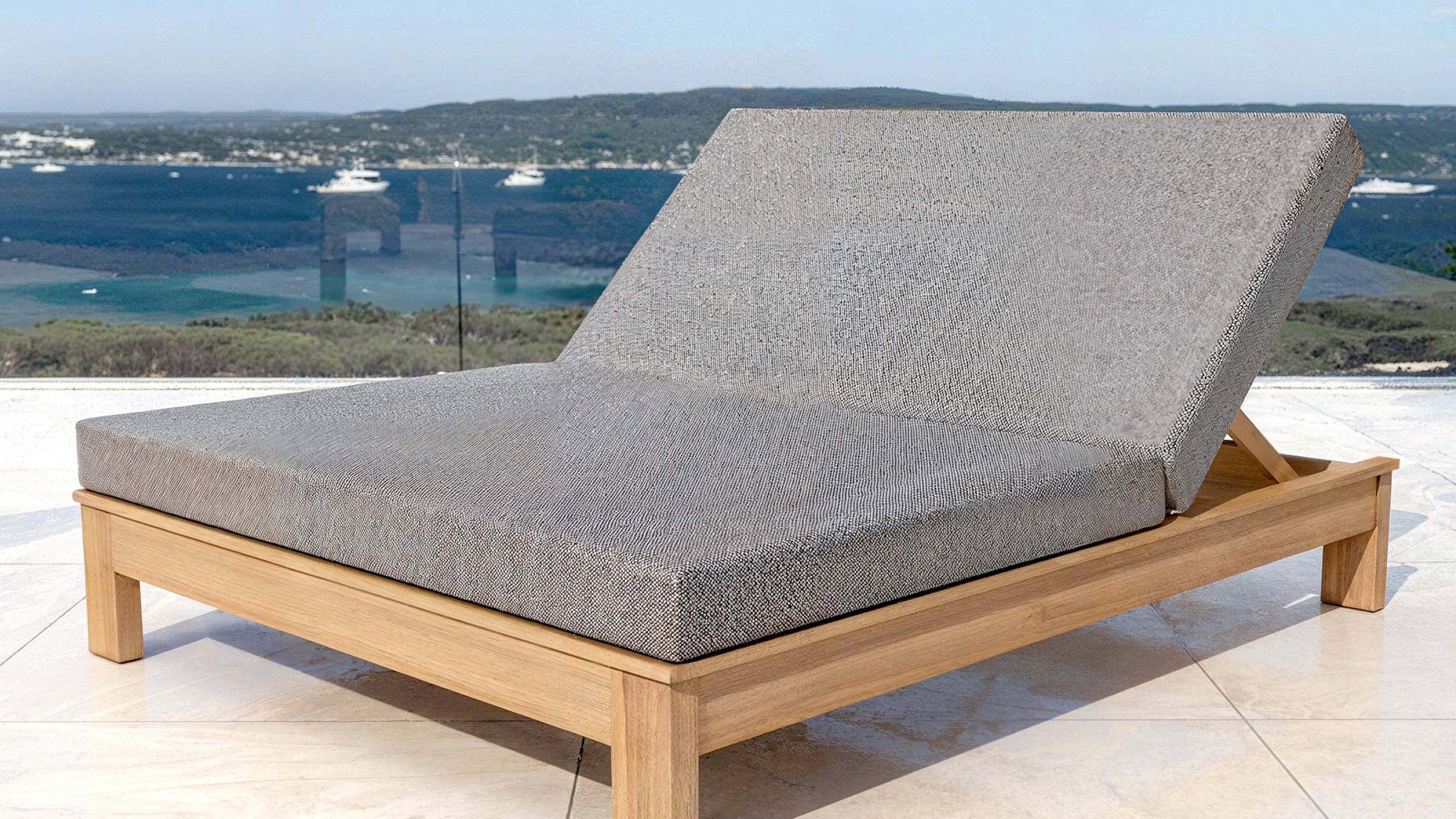 Transat double bois d'acacia Bornéo - Gris anthracite