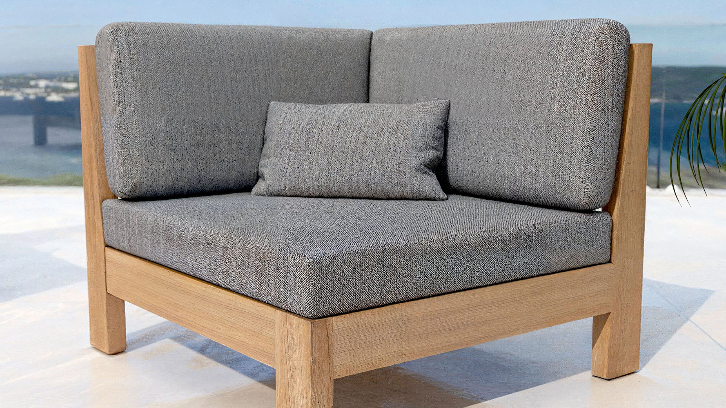 Canapé d'angle de jardin bois d'acacia Bornéo - Gris anthracite