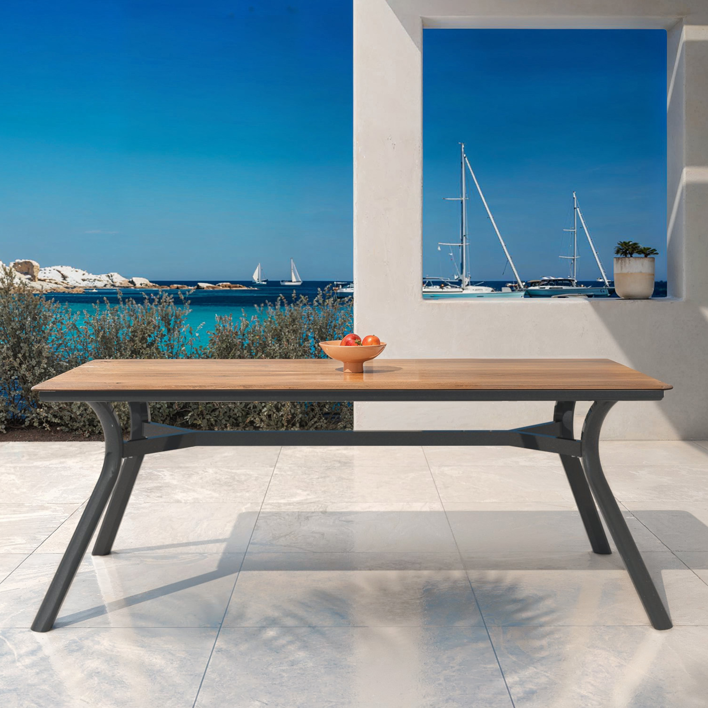 Table de jardin aluminium 8 places (200 x 90 cm) Amalfi - Gris anthracite