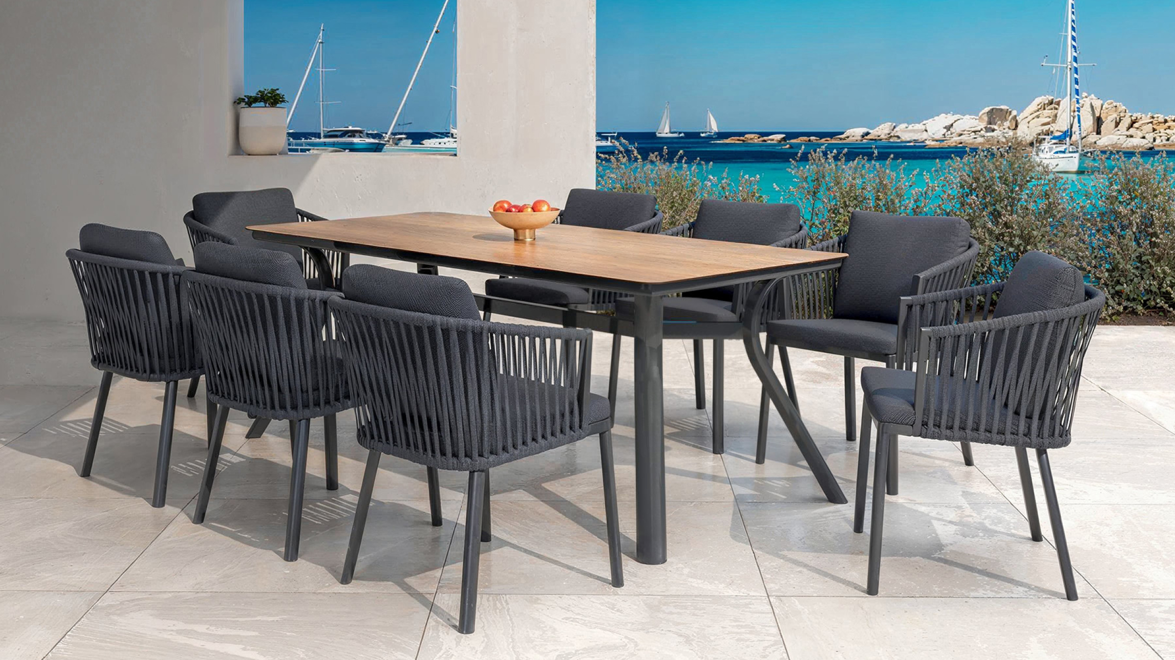 Table de jardin aluminium 8 places (200 x 90 cm) Amalfi - Gris anthracite
