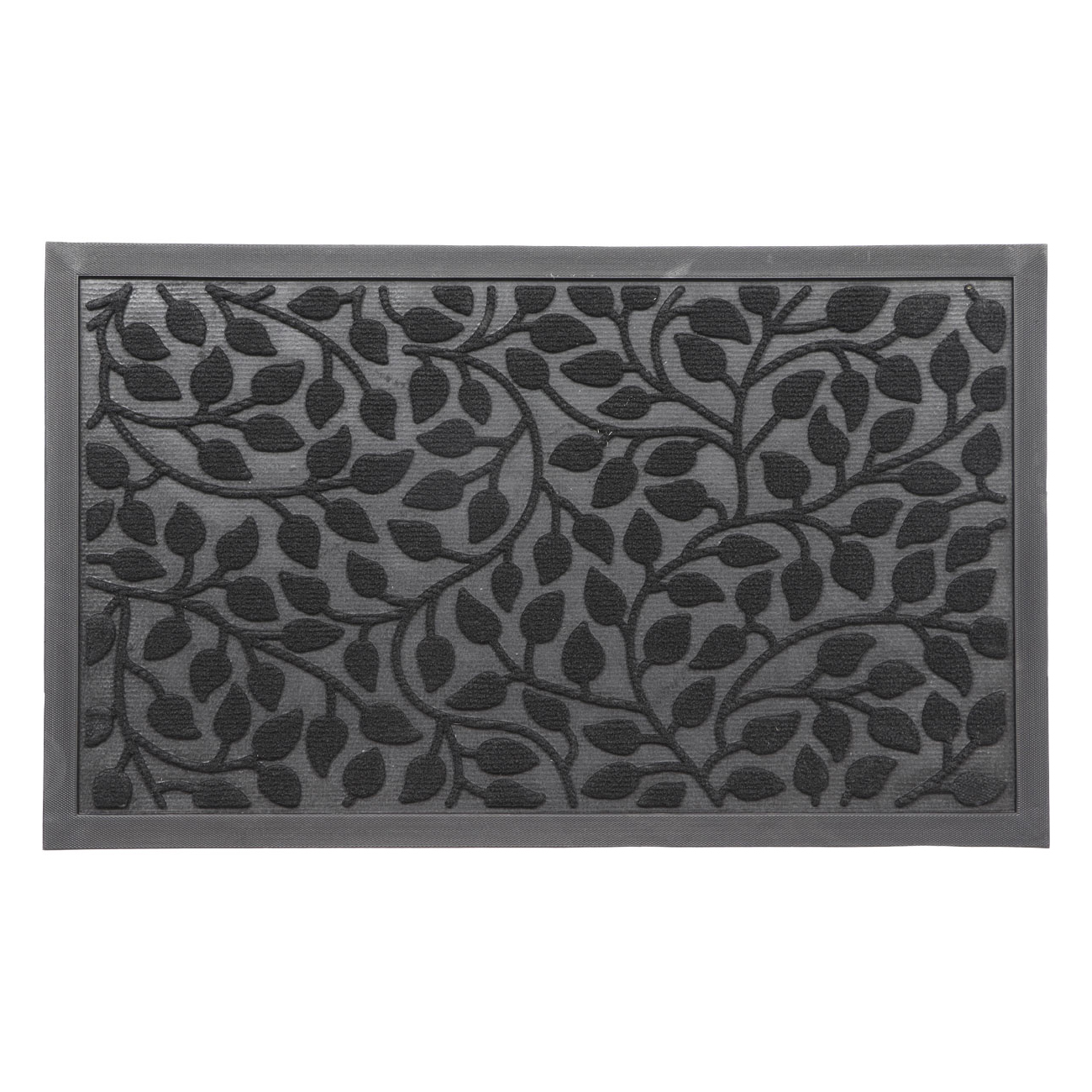 TAPIS FEUILLAGE 45X75CM POLYESTER/CAOUTCHOUC - NOIR