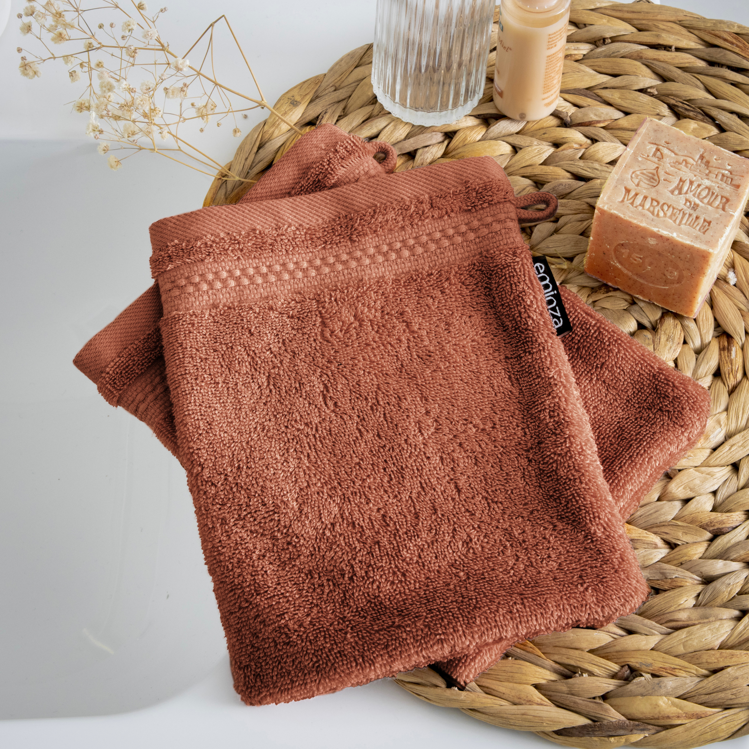Lot de 2 gants de toilette Coton bio Garance Terracotta 1