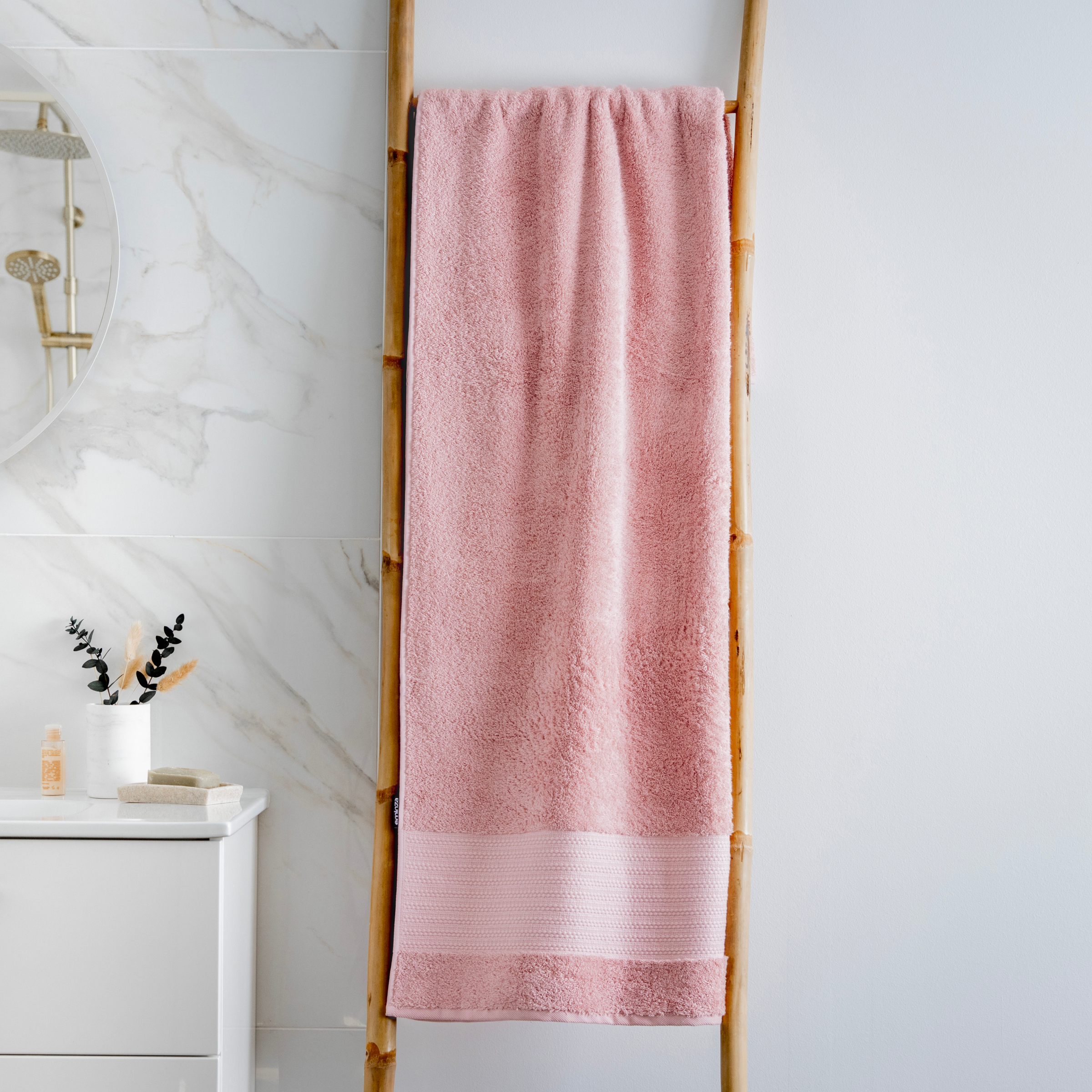 Serviette de bain coton bio (90 x 150 cm) Méline Rose pêche