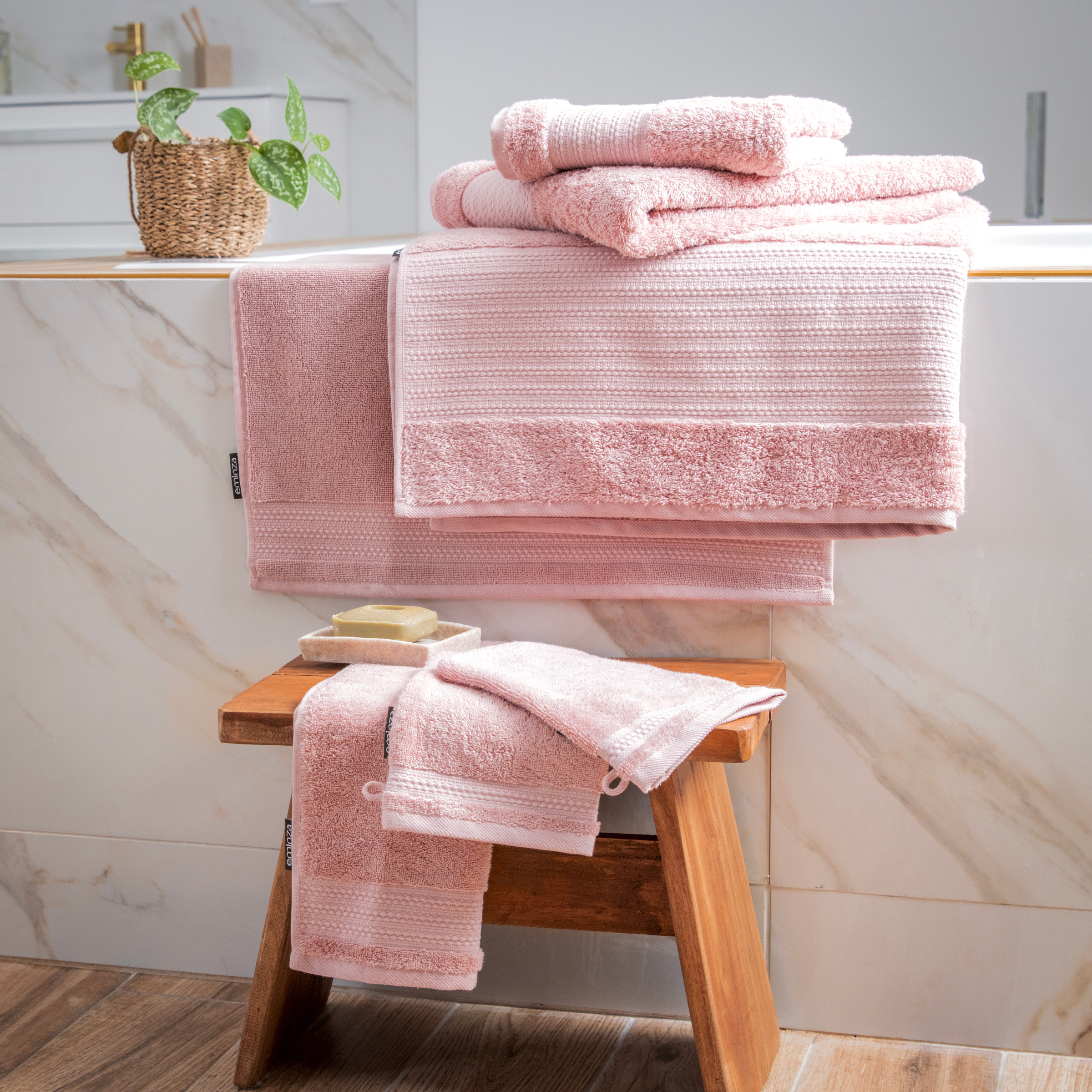 Serviette de bain coton bio (90 x 150 cm) Méline Rose pêche