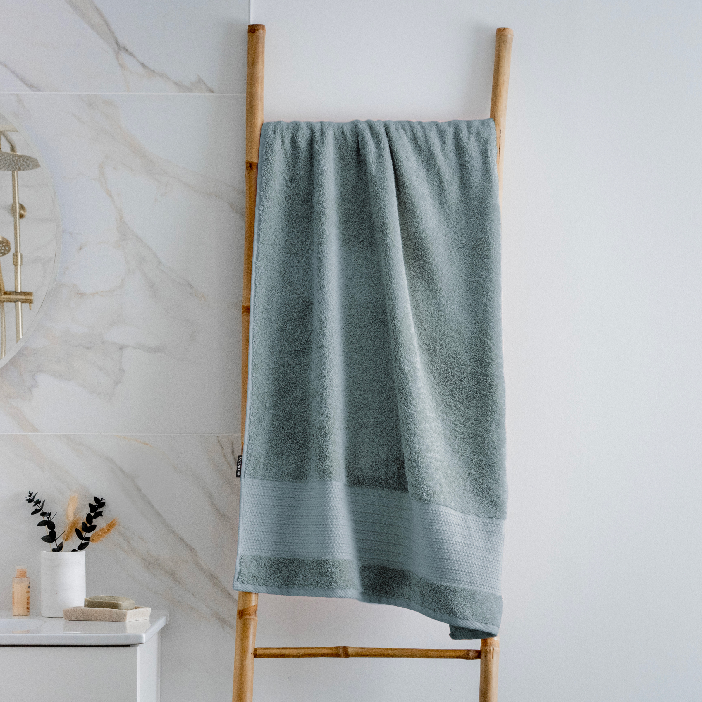 Serviette de bain coton bio (70 x 130 cm) Méline Bleu glacier