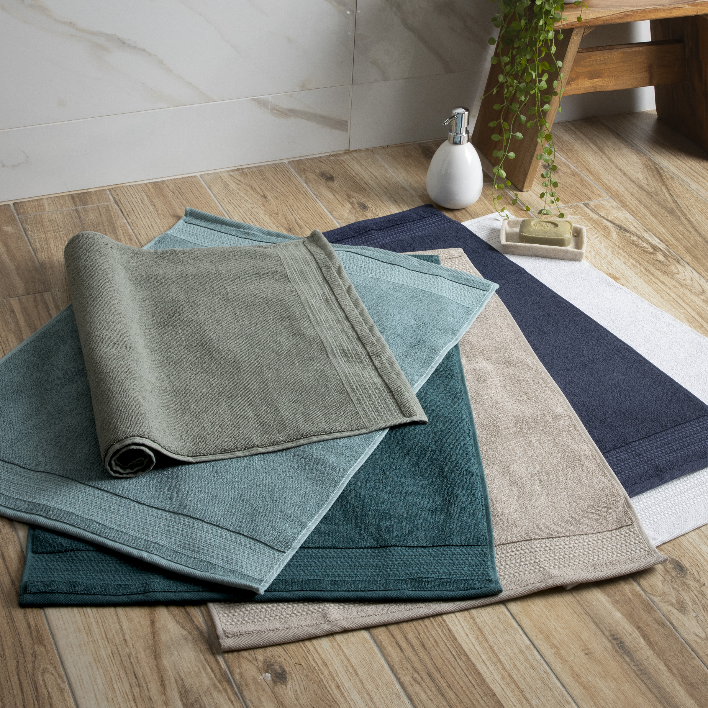 Tapis de bain coton bio (50 x 70 cm) Méline Bleu glacier