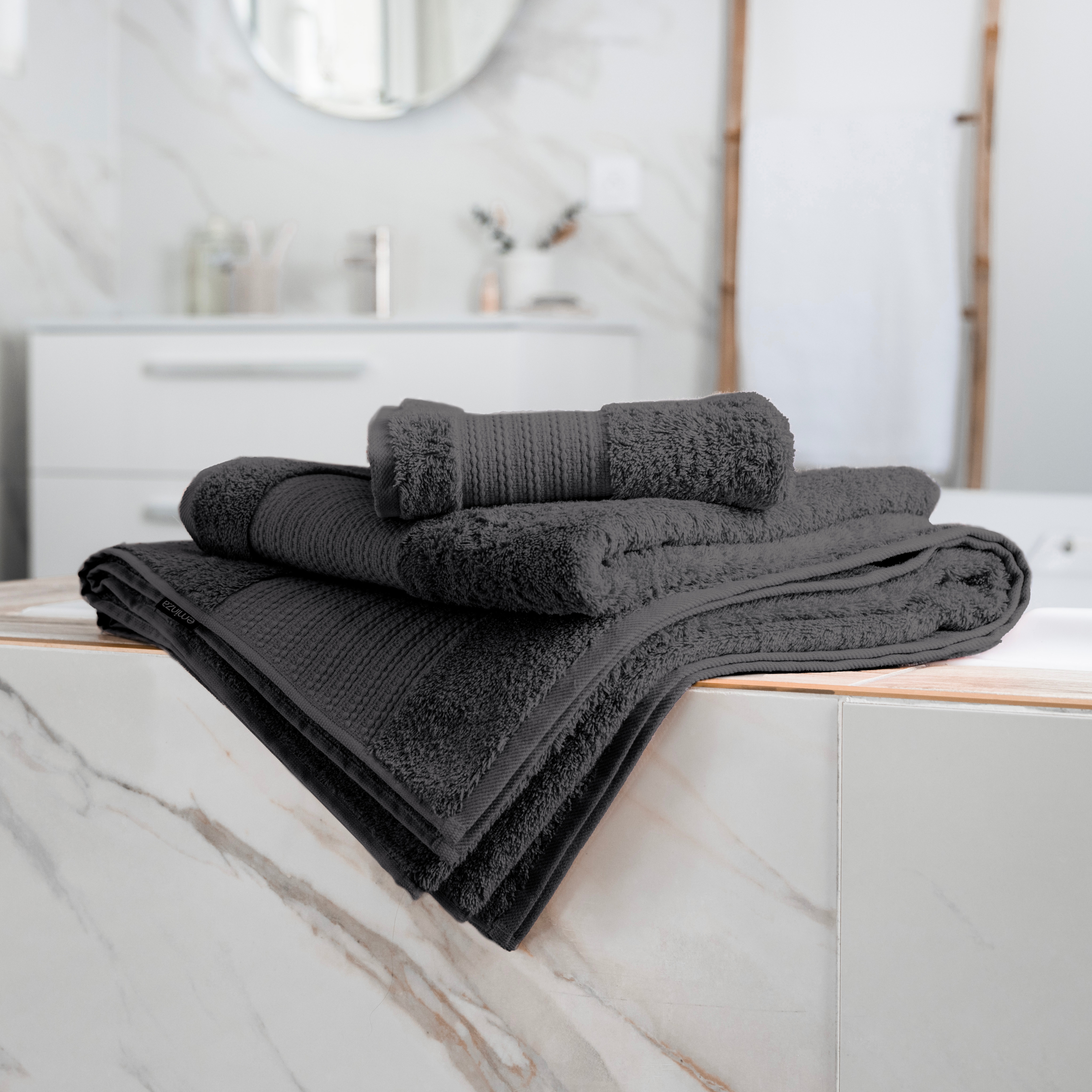 Serviette de bain coton bio (70 x 130 cm) Garance Gris orage 3