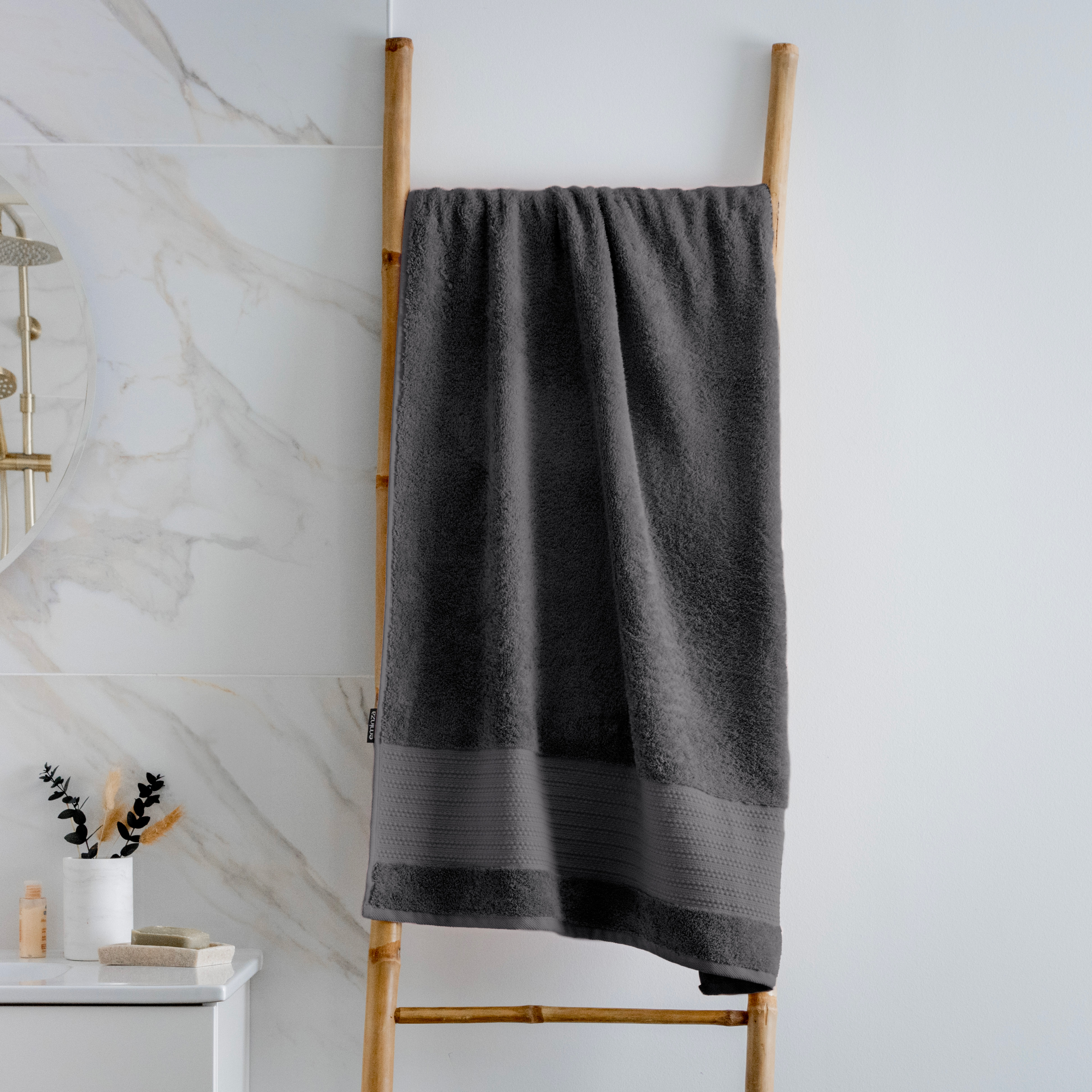 Serviette de bain coton bio (70 x 130 cm) Garance Gris orage 1