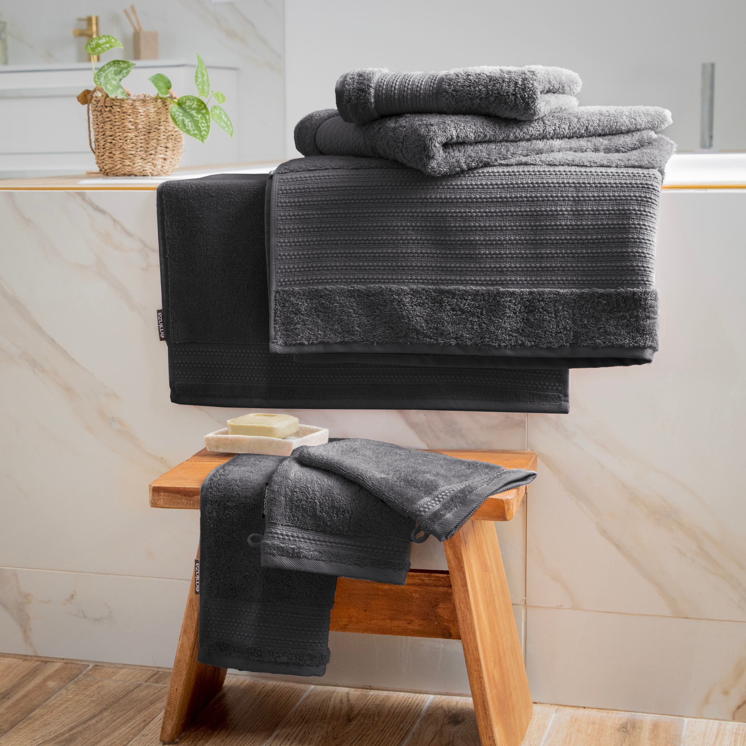 Serviette de bain coton bio (70 x 130 cm) Garance Gris orage 5