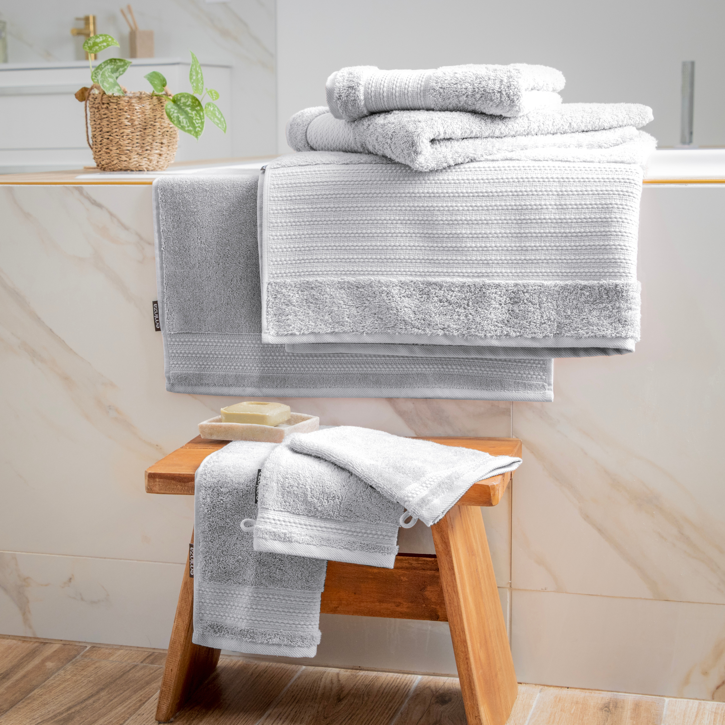 Serviette de bain coton bio (70 x 130 cm) Garance Gris nuage 5