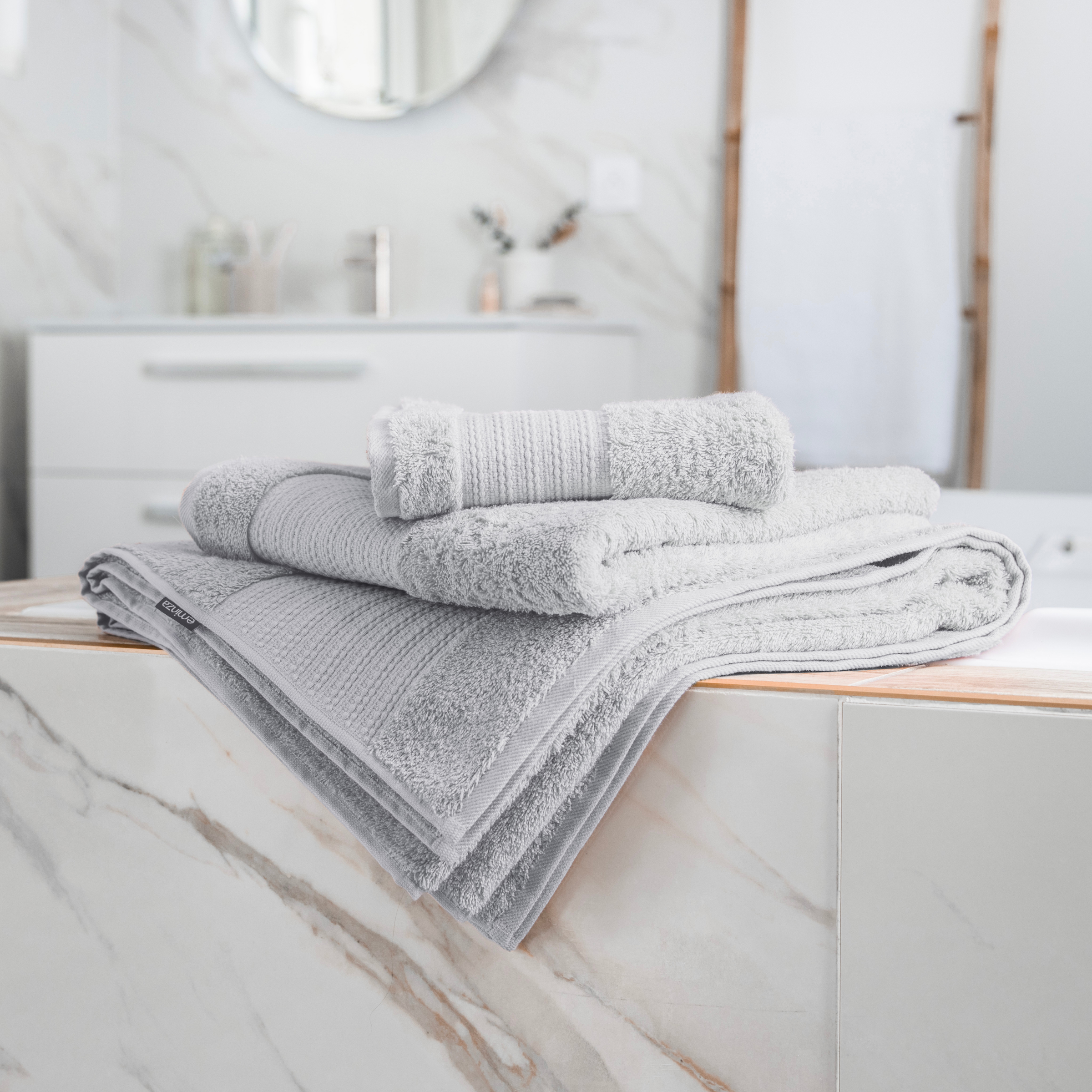 Serviette de bain coton bio (50 x 90 cm) Garance Gris nuage 3