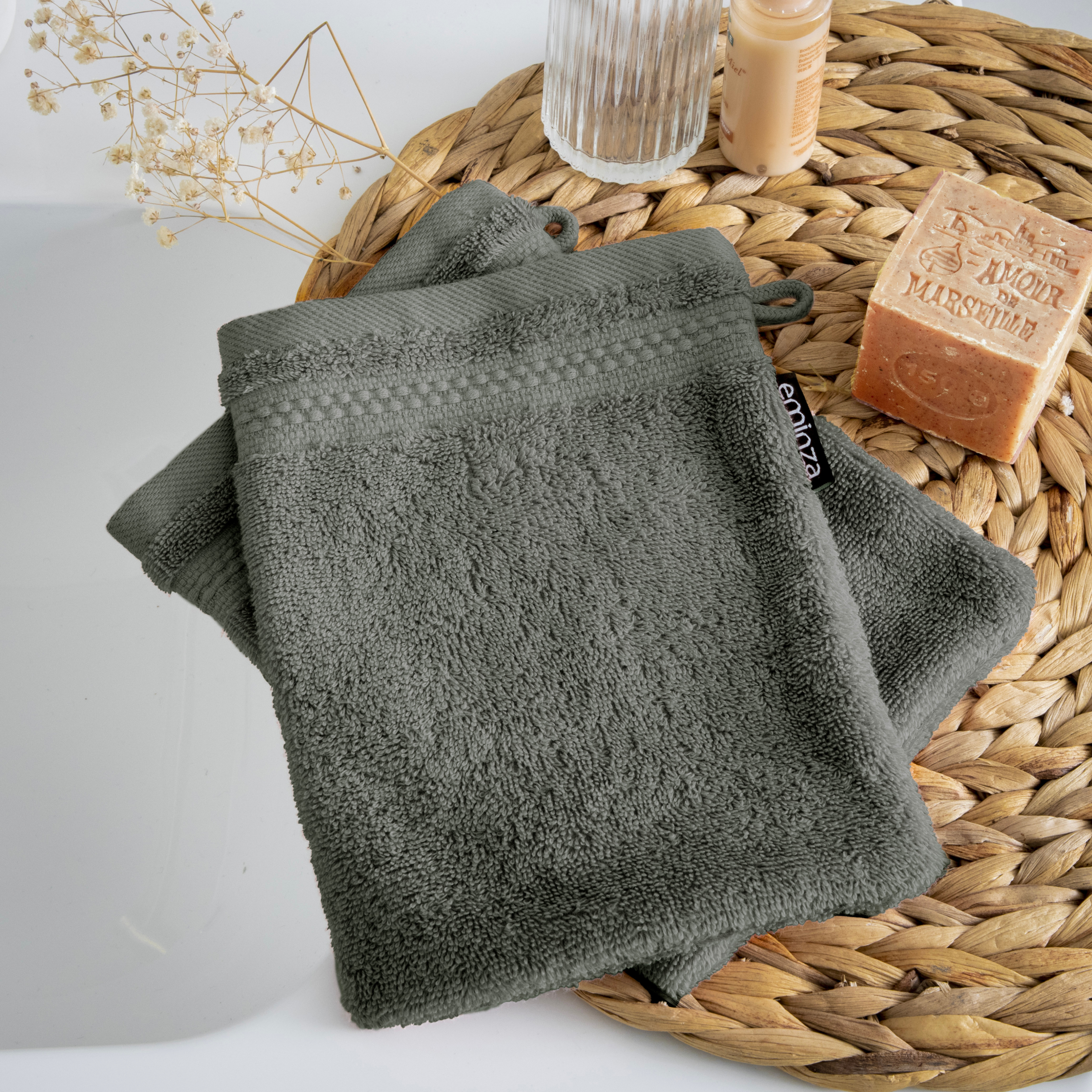 Lot de 2 gants de toilette Coton bio Garance Vert romarin 1