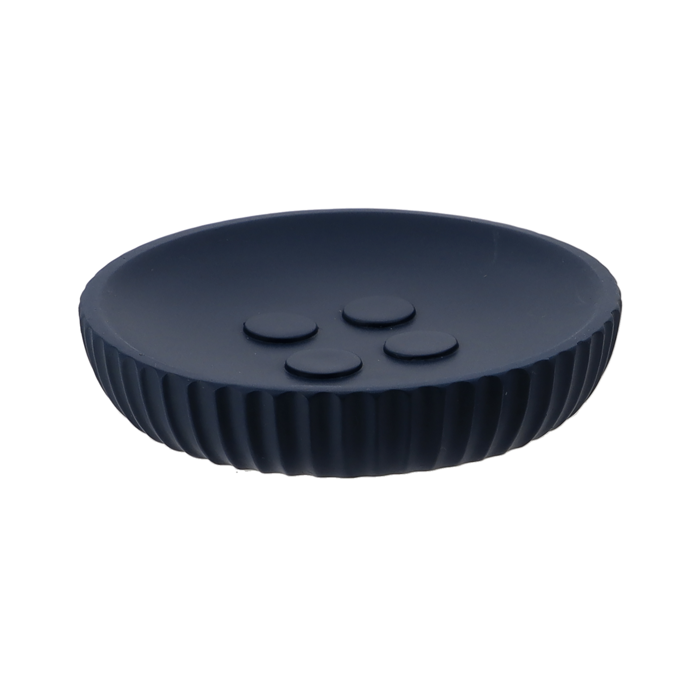 SET GOBELET DISTRIBUTEUR A SAVON ET PORTE SAVON POLYRESINE STRIEE - BLEU MARINE