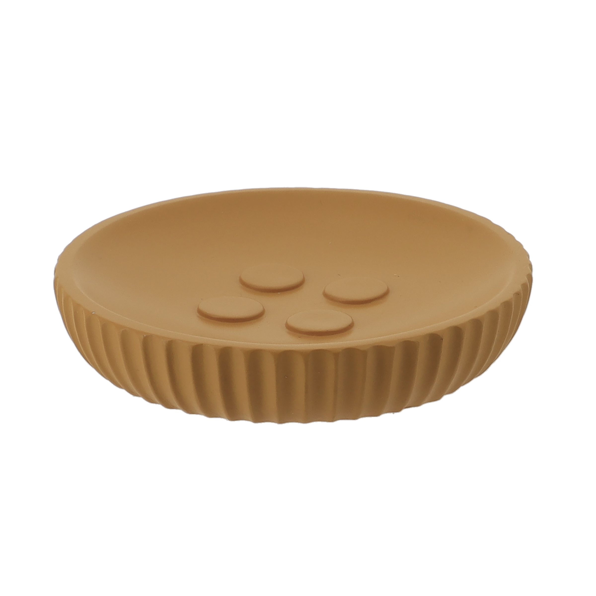 SET GOBELET DISTRIBUTEUR A SAVON ET PORTE SAVON POLYRESINE STRIEE - MOUTARDE