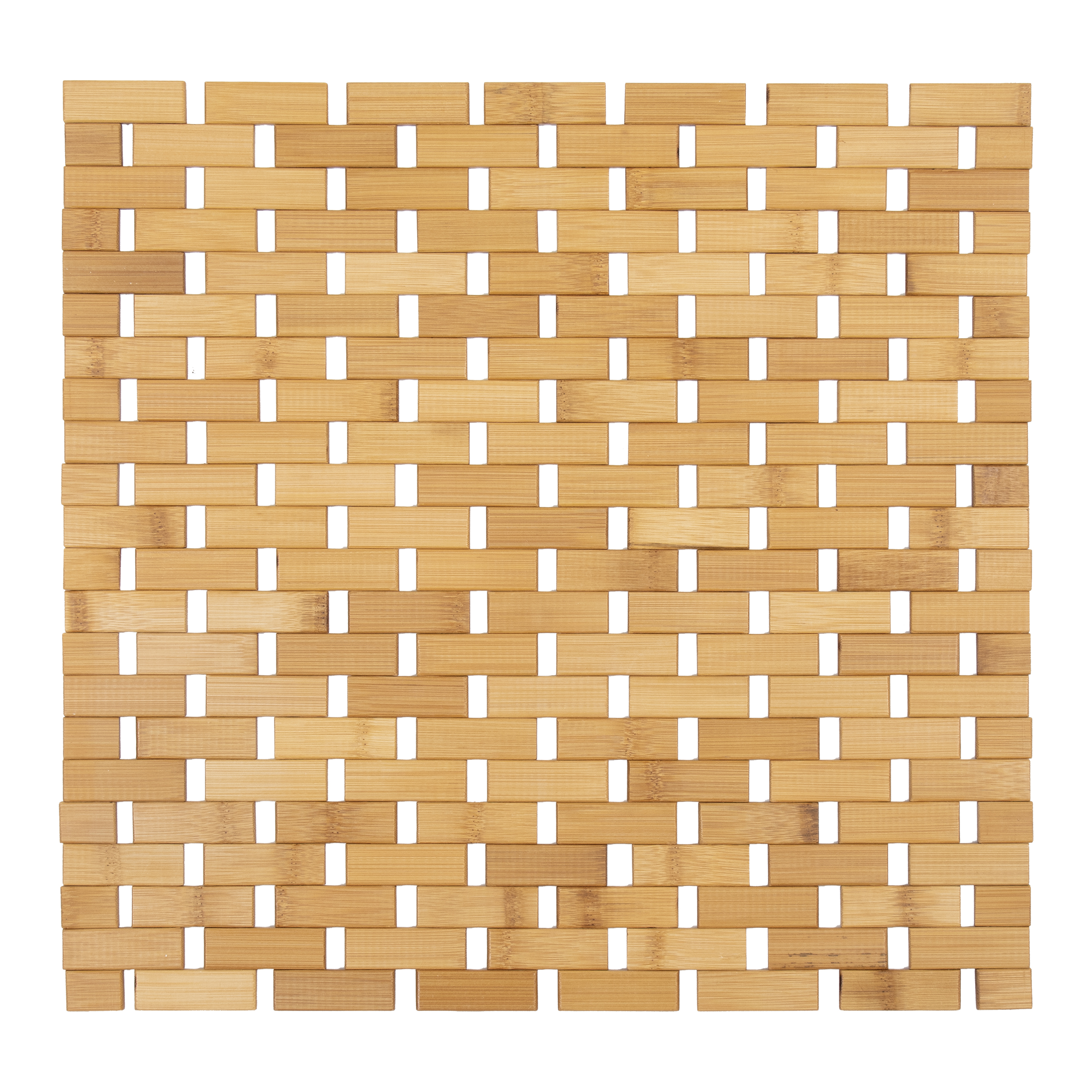 Tapis de bain Caillebotis carré bambou (45 x 45 cm) Antidérapant Beige