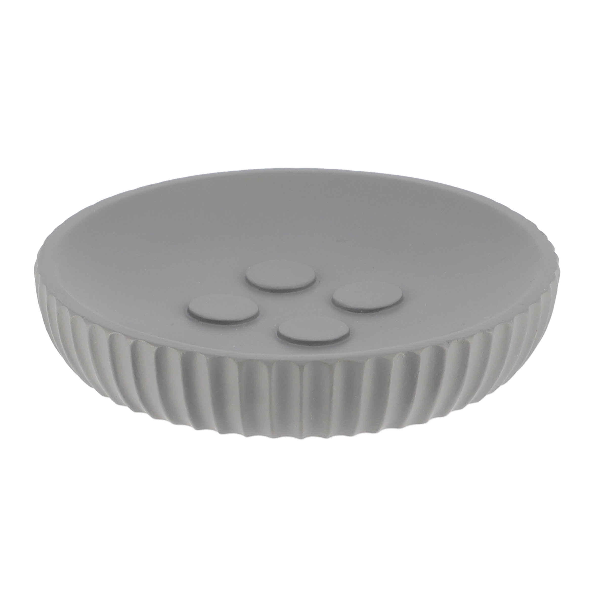 SET GOBELET DISTRIBUTEUR A SAVON ET PORTE SAVON POLYRESINE STRIEE - GRIS