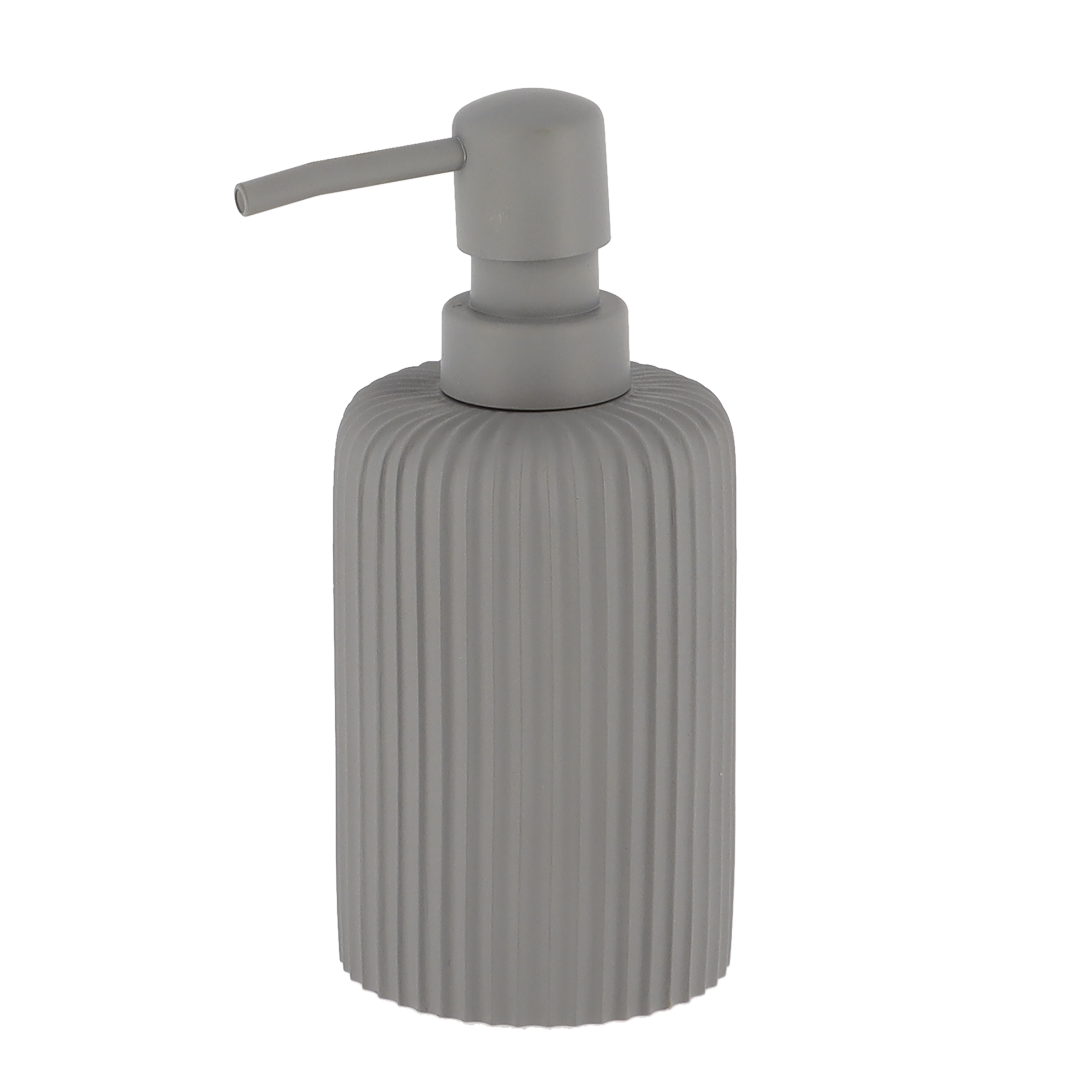SET GOBELET DISTRIBUTEUR A SAVON ET PORTE SAVON POLYRESINE STRIEE - GRIS